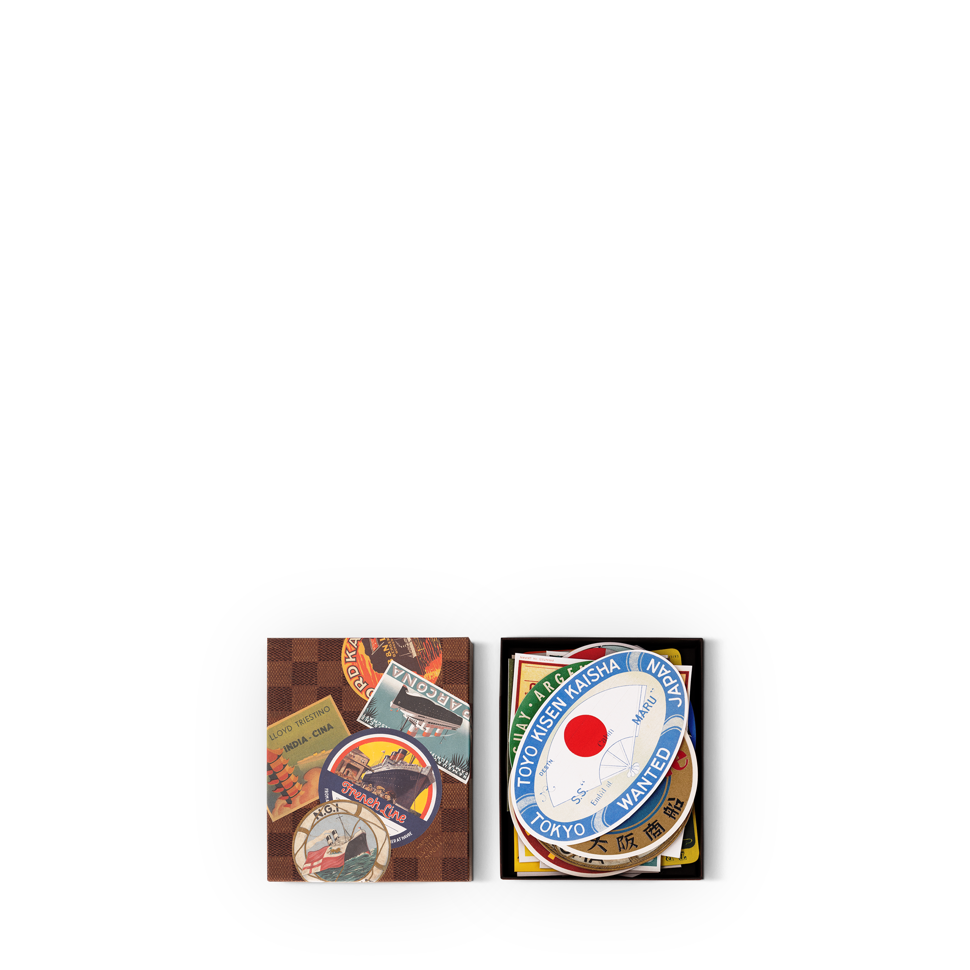  Library Hard Cover Books Ocean Liners Labels Postcard Box | Louis Vuitton ® (Product zoom)