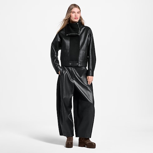 Prêt-à-Porter Pantalons et Shorts Pantalon ballon en cuir à empiècements en laine | Louis Vuitton ® (Zoom produit)