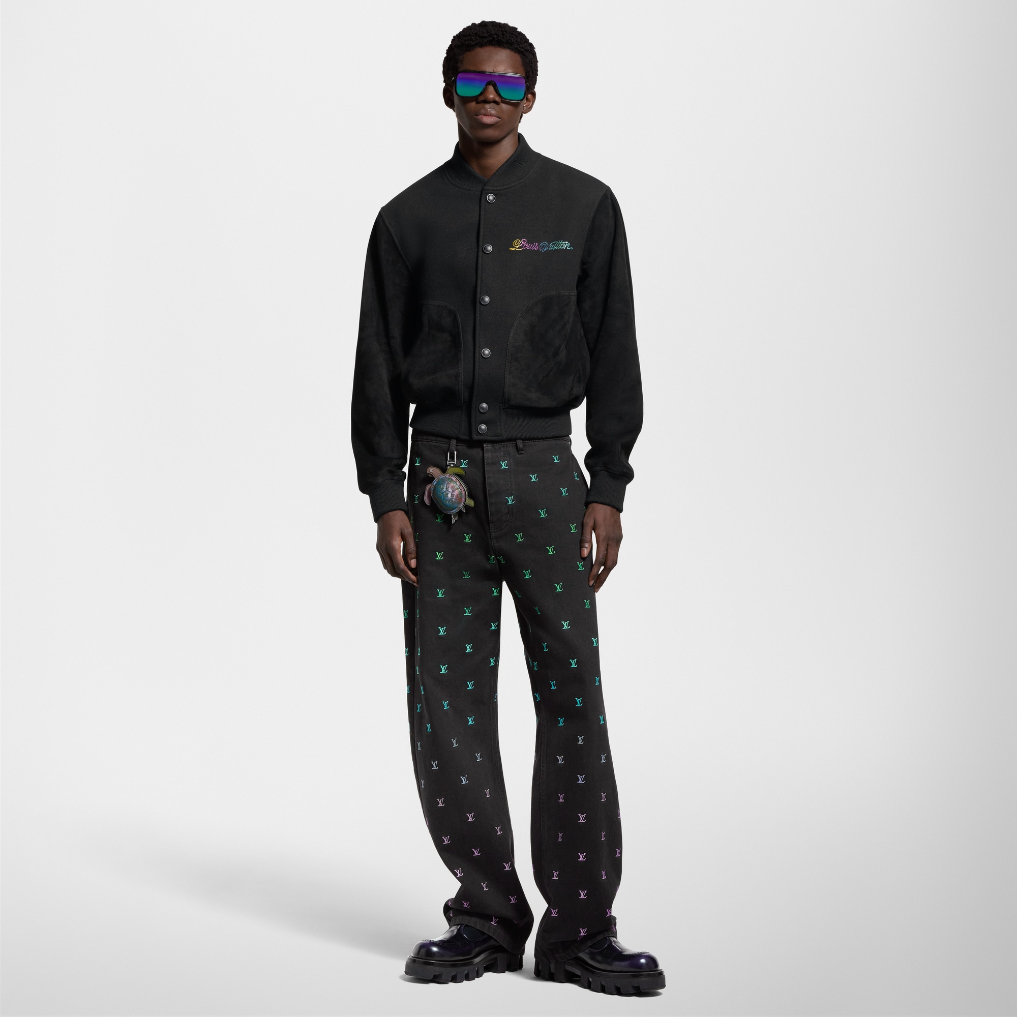  Prêt-à-Porter Denim Pantalon droit brodé LV Blason Gradient en denim | Louis Vuitton ® (Zoom produit)