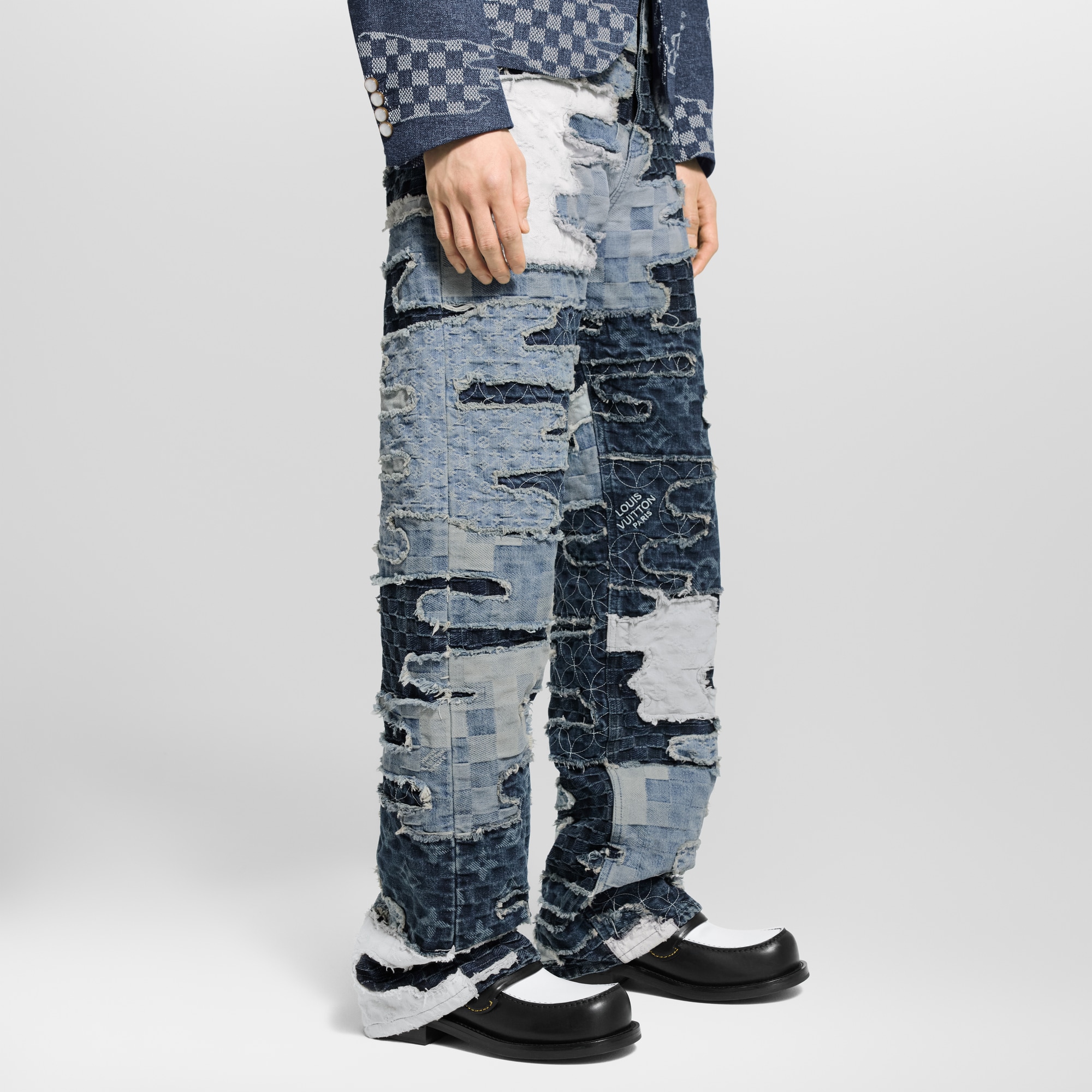  Prêt-à-Porter Denim Pantalon droit patchwork en denim | Louis Vuitton ® (Zoom produit)