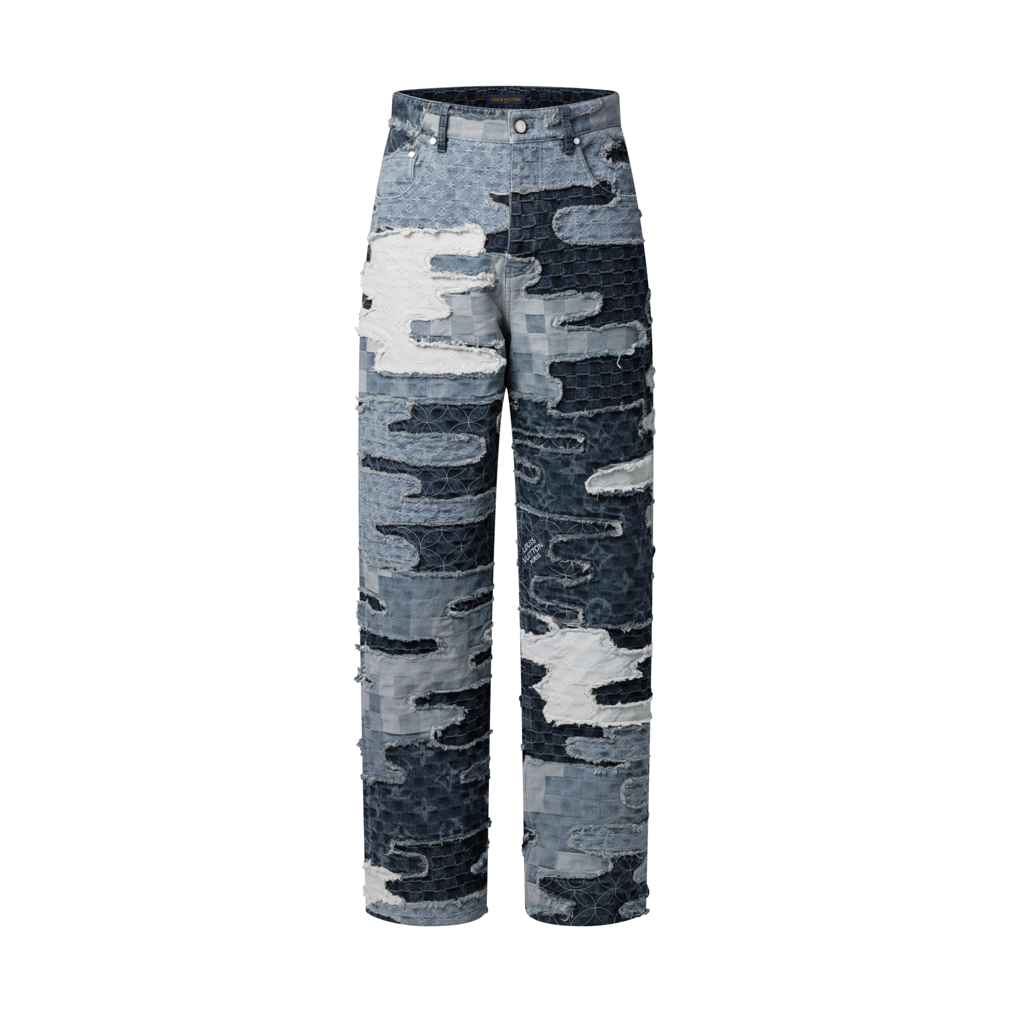  Prêt-à-Porter Denim Pantalon droit patchwork en denim | Louis Vuitton ® (Zoom produit)