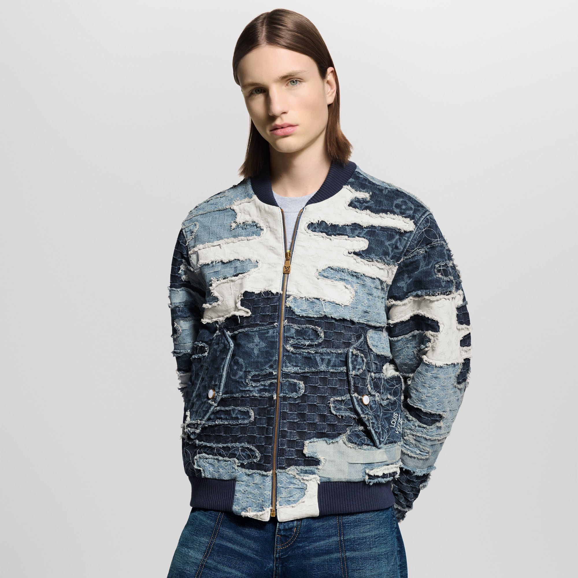  Ready-to-Wear Coats and Outerwear Patchwork Denim Bomber Jacket | Louis Vuitton ® (Product zoom)