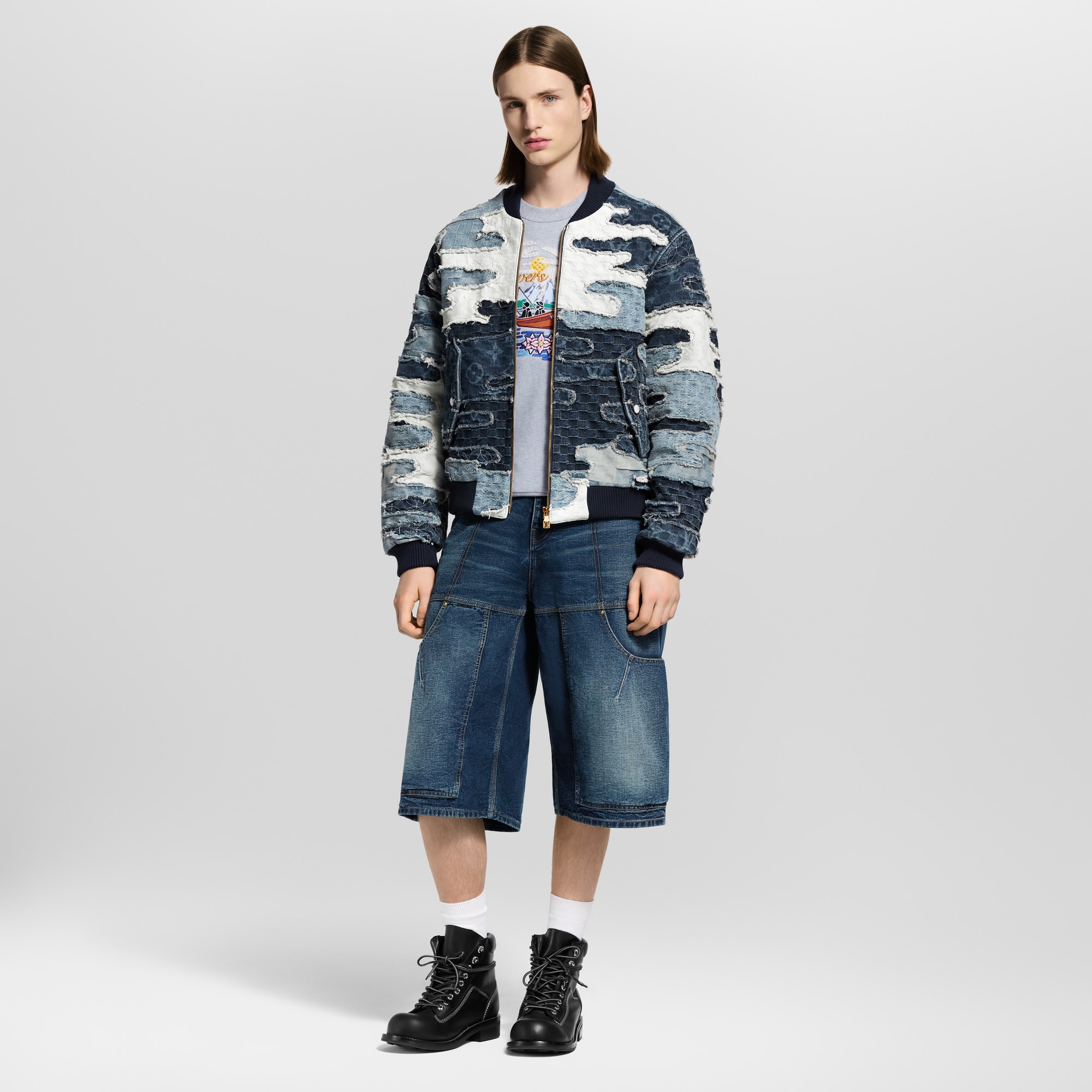  Ready-to-Wear Coats and Outerwear Patchwork Denim Bomber Jacket | Louis Vuitton ® (Product zoom)