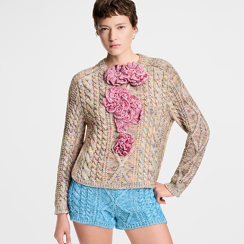 Prêt-à-Porter Maille Pull à motif floral à l'avant | Louis Vuitton ® (Zoom produit)