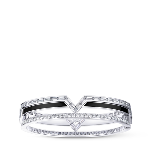 Jewelry Bracelets Pure V Bracelet, White Gold, Black Lacquer and Diamonds | Louis Vuitton ® (Product zoom)