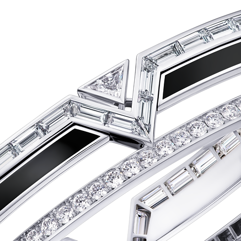 Jewelry Bracelets Pure V Bracelet, White Gold, Black Lacquer and Diamonds | Louis Vuitton ® (Product zoom)