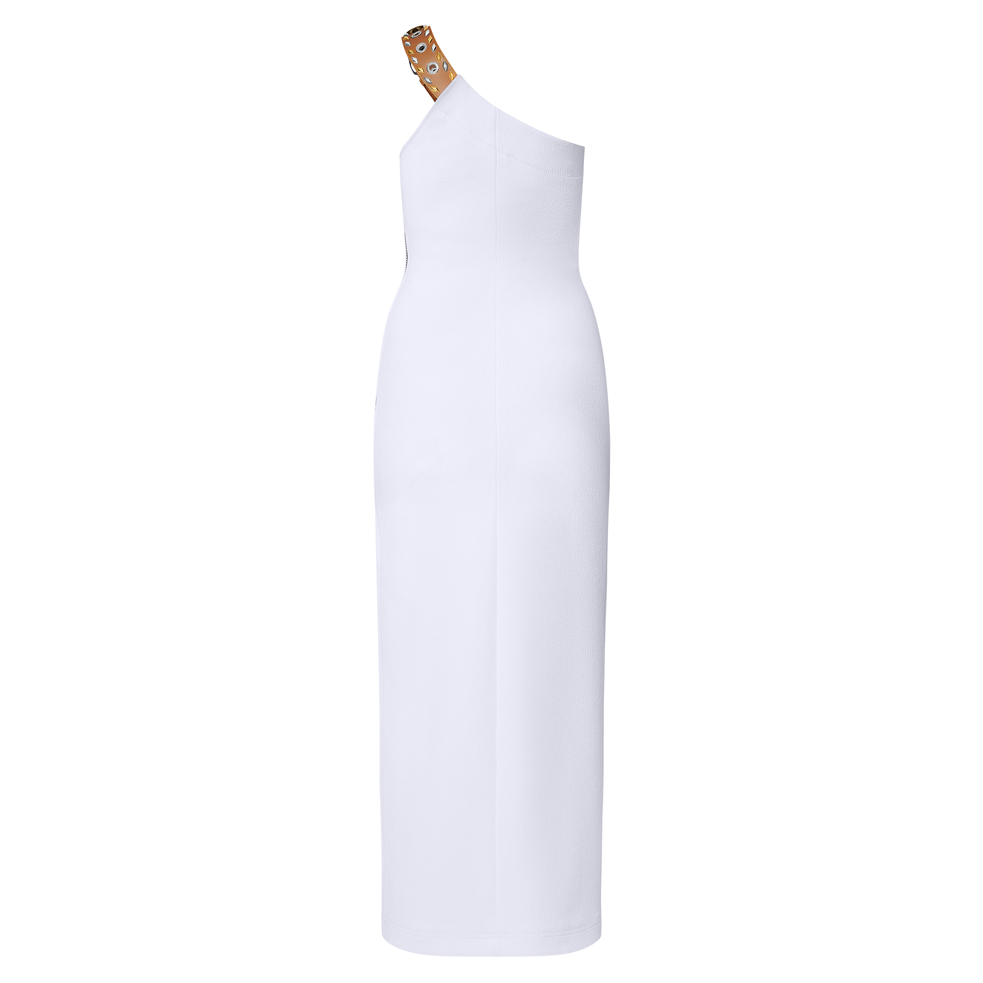 Robe Longue Asymétrique à Bretelles HIGH - Taille 42 (FR 46 IT), Crème, Neuve Étiquetée