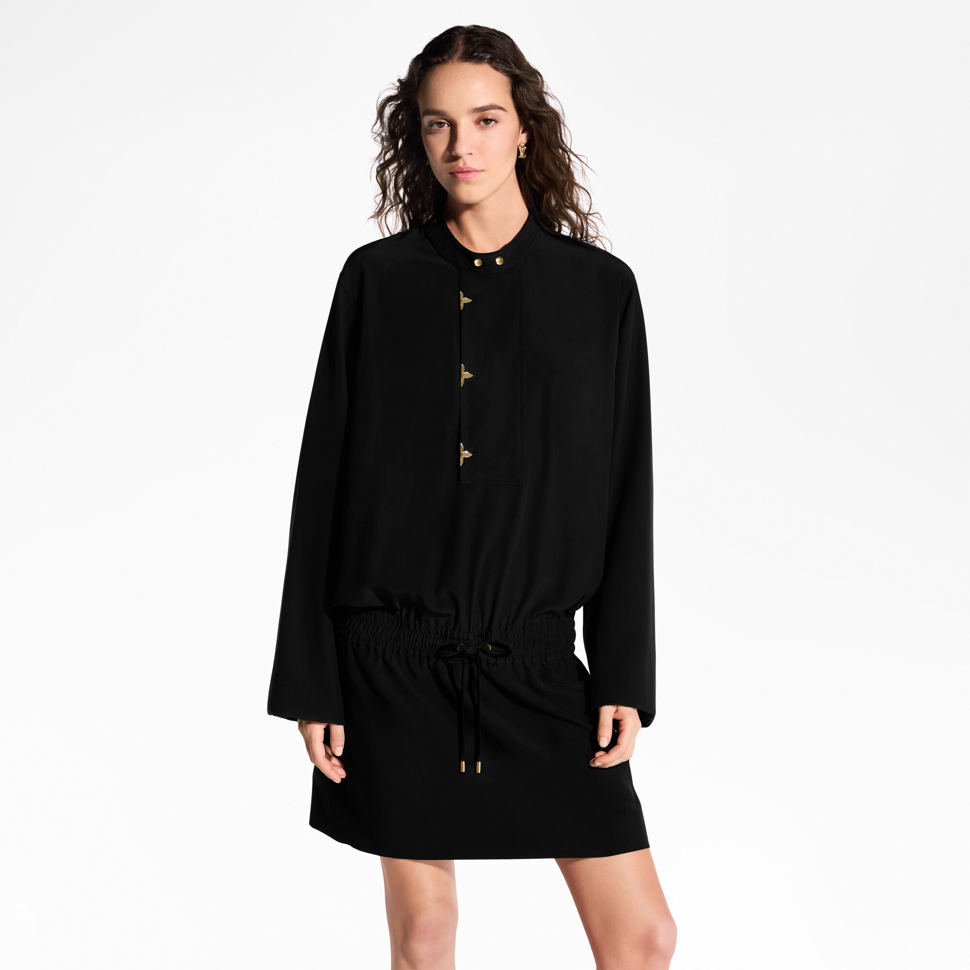  Prêt-à-Porter Robes Robe manches longues à lavallière | Louis Vuitton ® (Zoom produit)