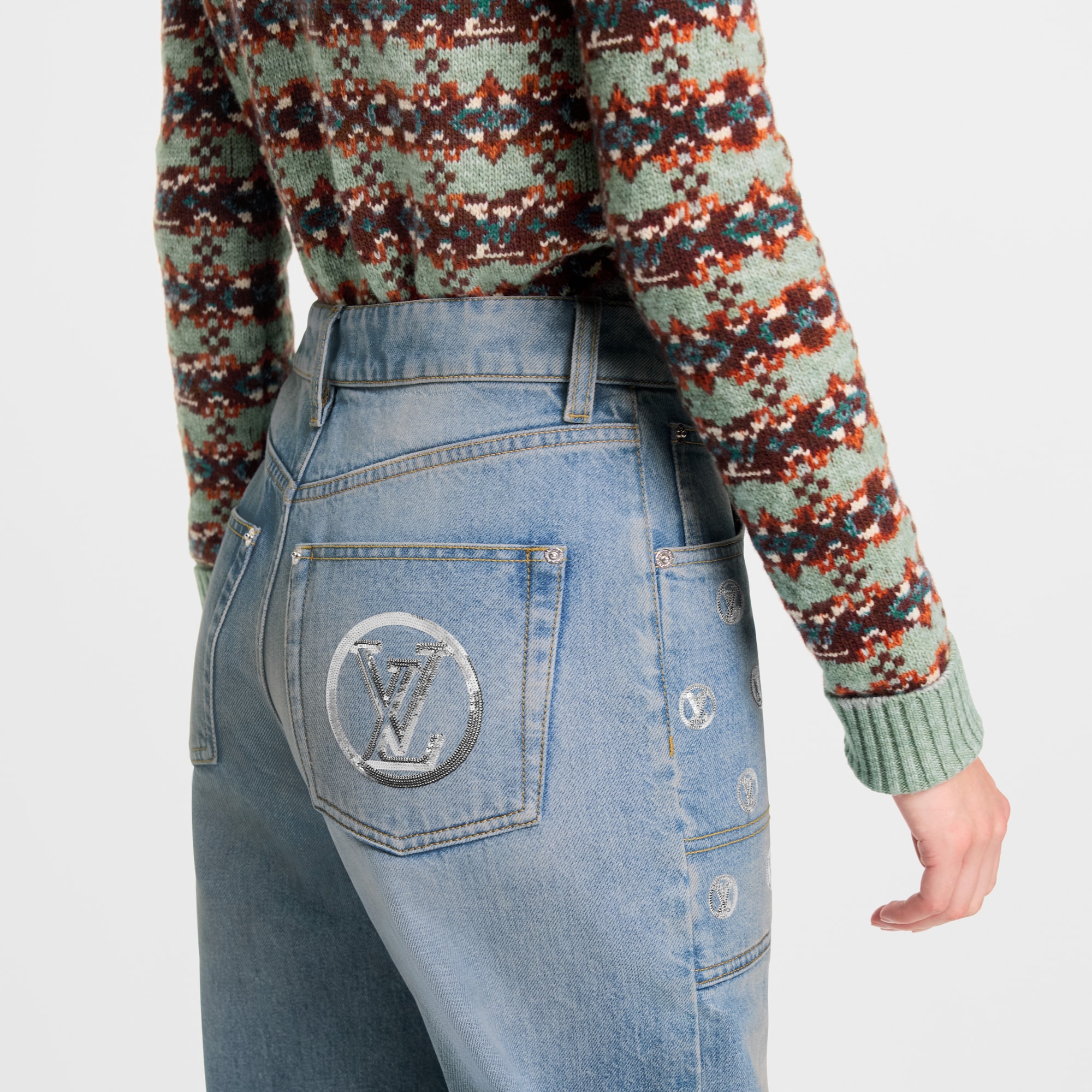  Ready-to-Wear Pants Signature Sequin Slim-Fit Jeans  | Louis Vuitton ® (Product zoom)