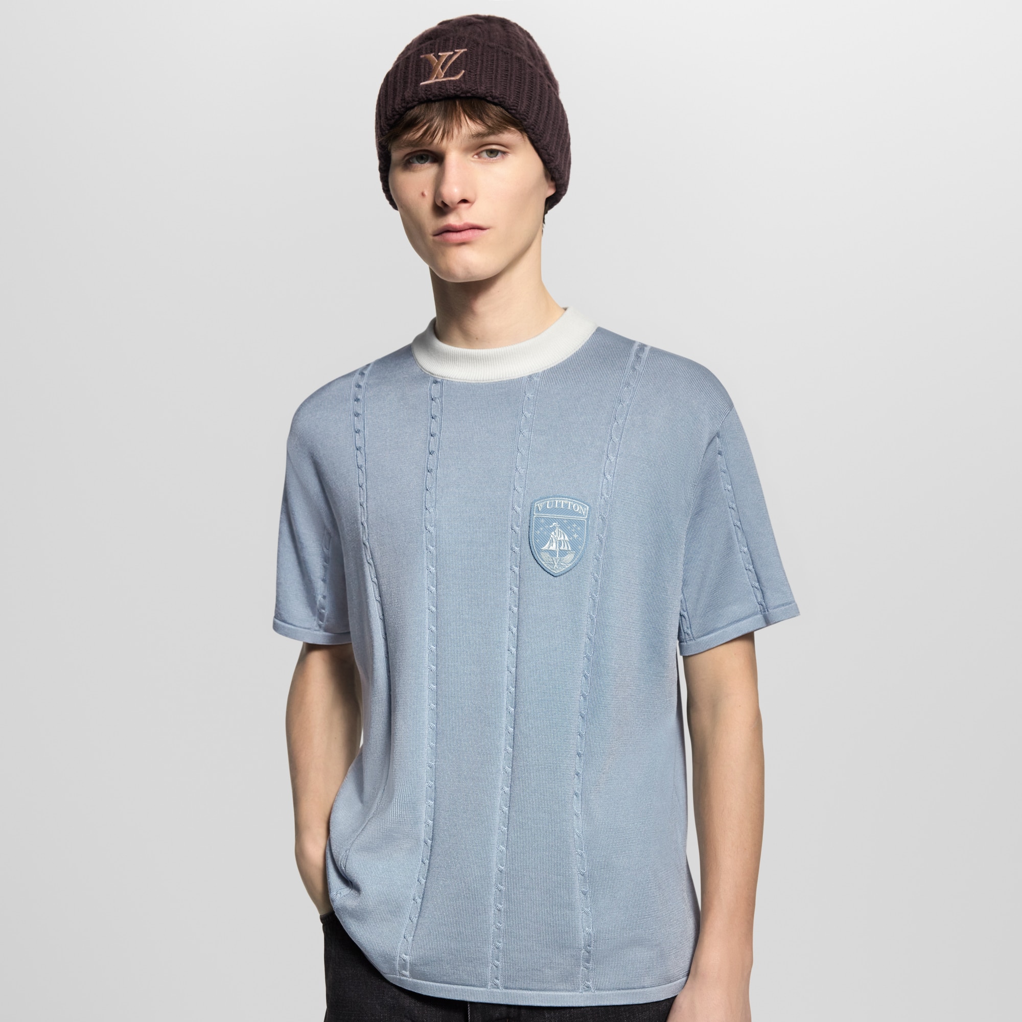  Ready-to-Wear All Ready-to-Wear Silk-Cotton Short-Sleeved Crewneck | Louis Vuitton ® (Product zoom)