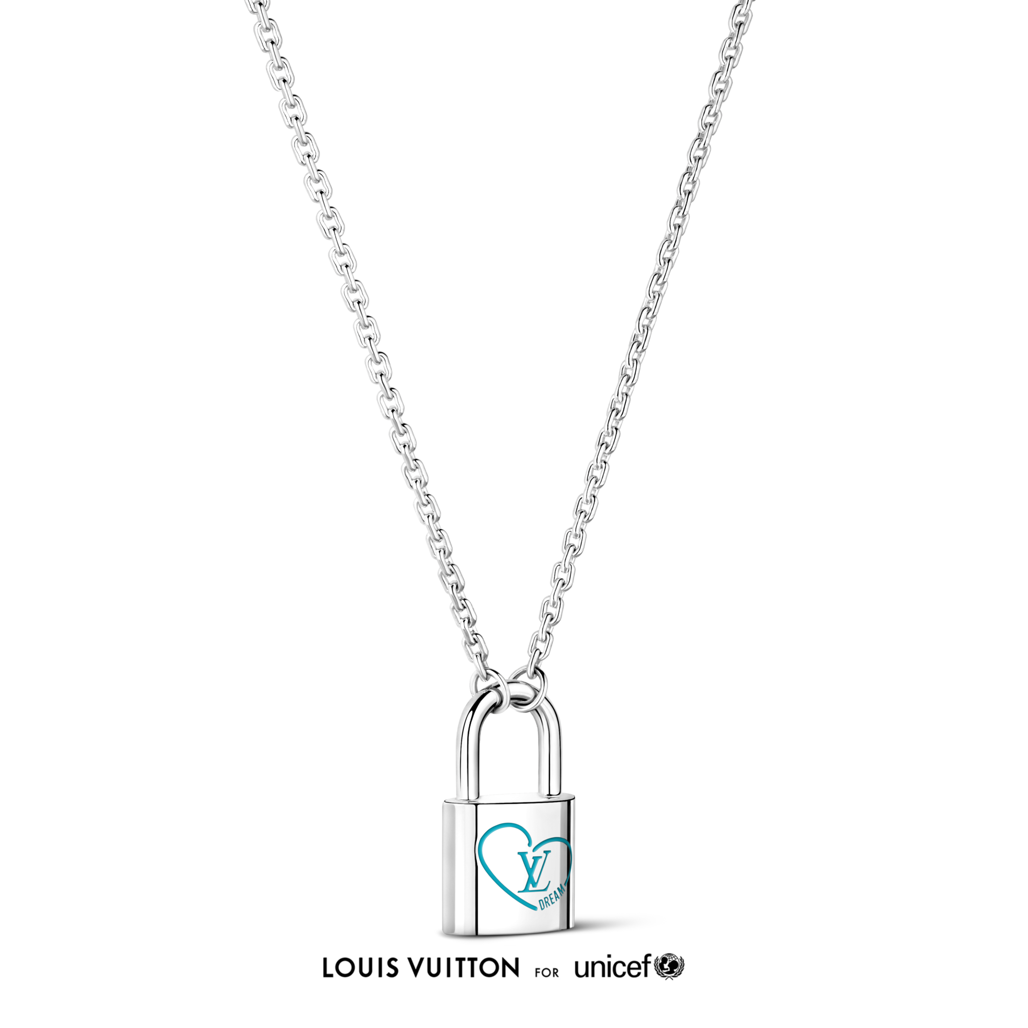  Categories Necklaces and Pendants  Silver Lockit x Felix Pendant, Sterling Silver and Blue Lacquer | Louis Vuitton ® (Product zoom)
