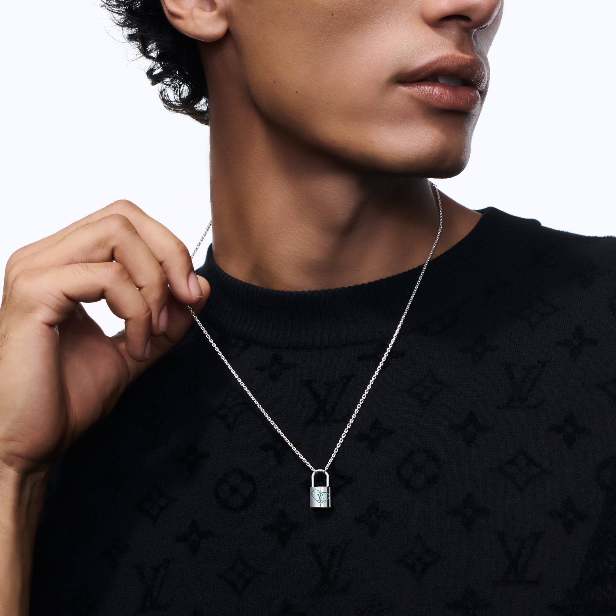  Categories Necklaces and Pendants  Silver Lockit x Felix Pendant, Sterling Silver and Blue Lacquer | Louis Vuitton ® (Product zoom)