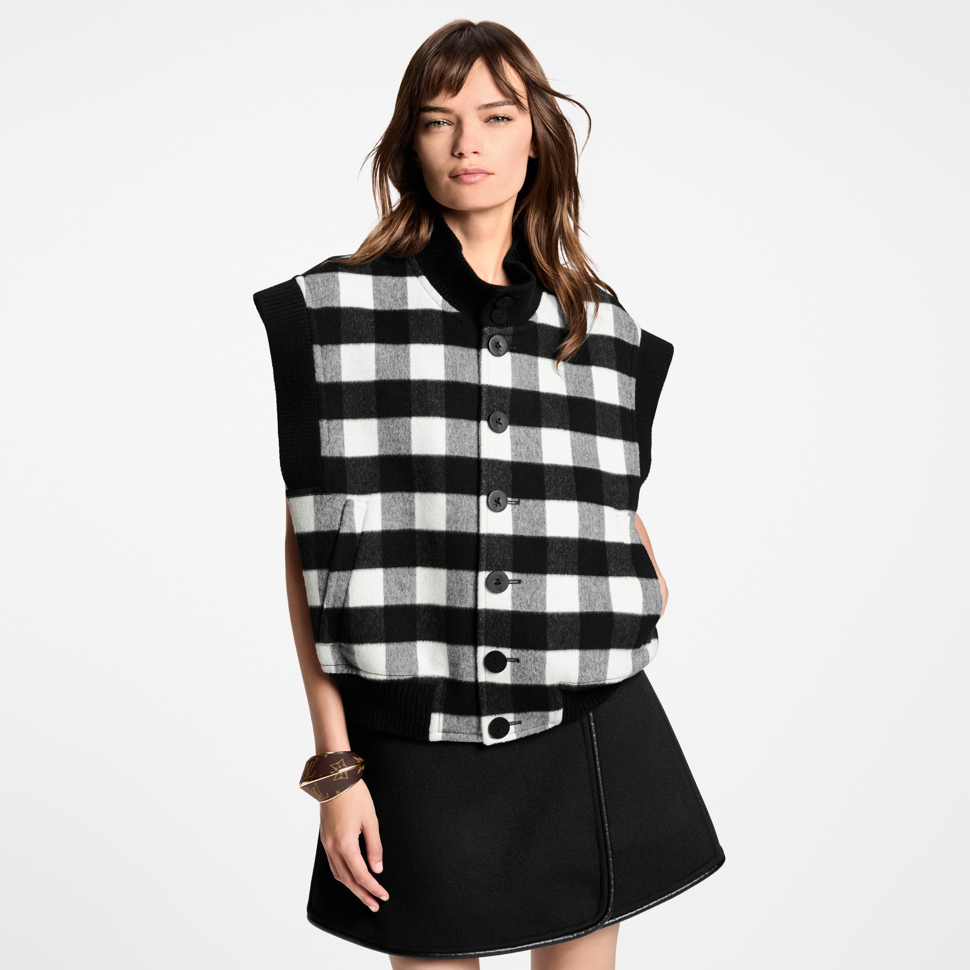  Ready-to-Wear Coats and Jackets Sleeveless Check Bomber Jacket | Louis Vuitton ® (Product zoom)