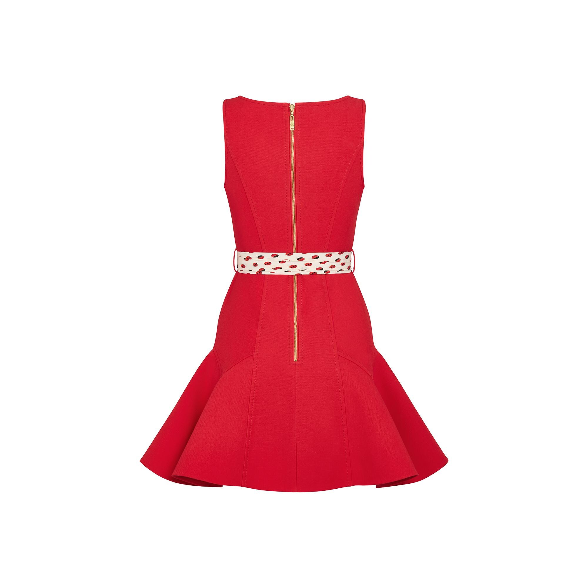 red sleeveless skater dress