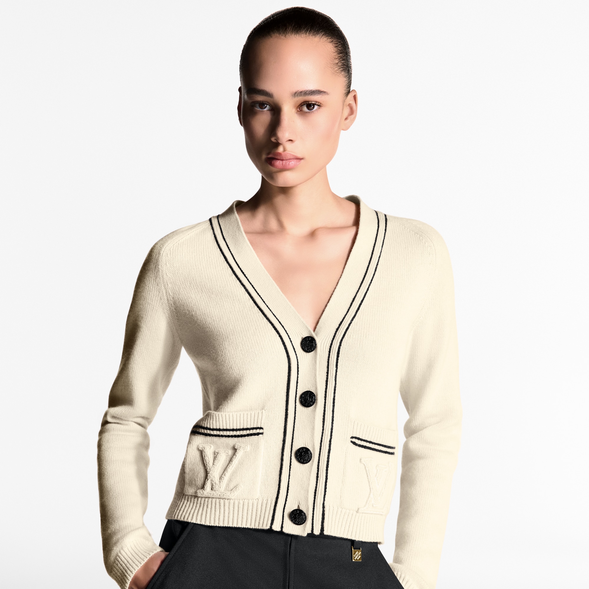  Ready-to-Wear Knitwear Stripe Accent Cardigan  | Louis Vuitton ® (Product zoom)