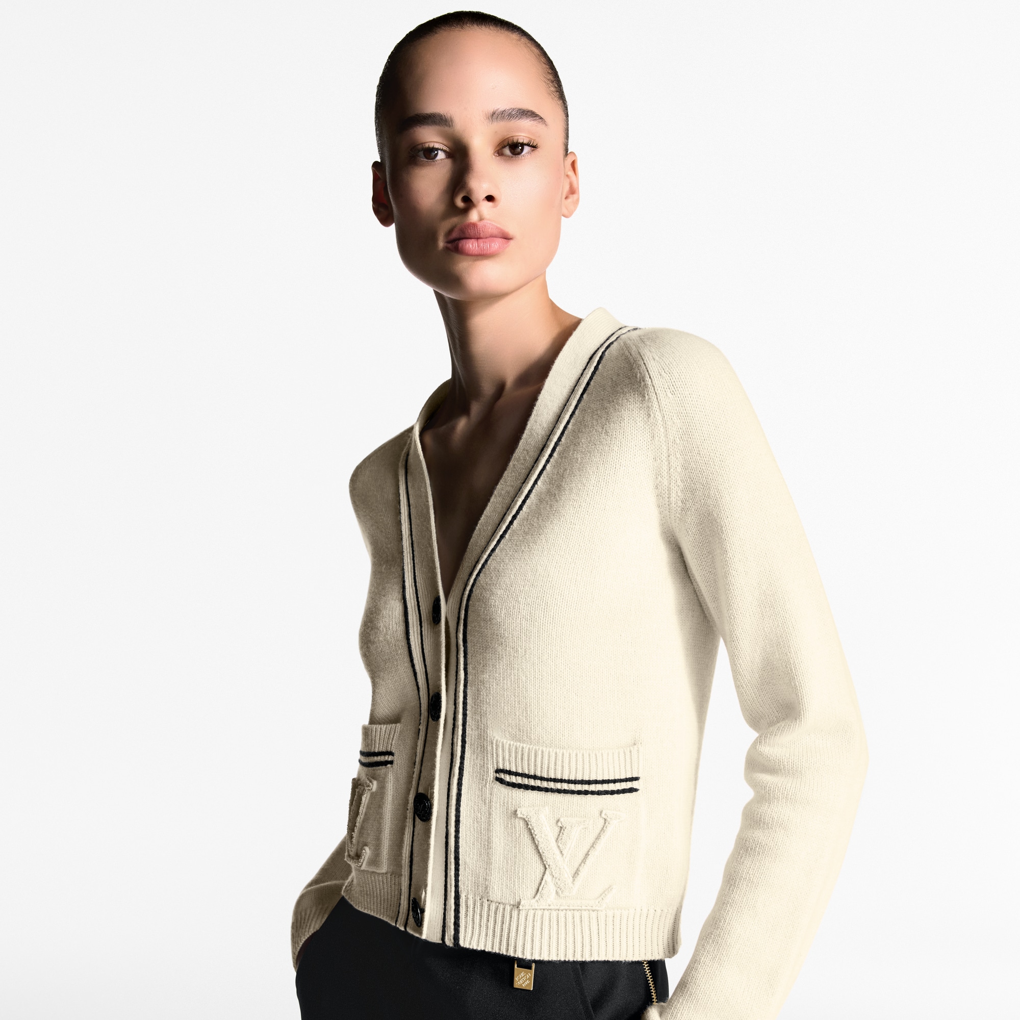  Ready-to-Wear Knitwear Stripe Accent Cardigan  | Louis Vuitton ® (Product zoom)