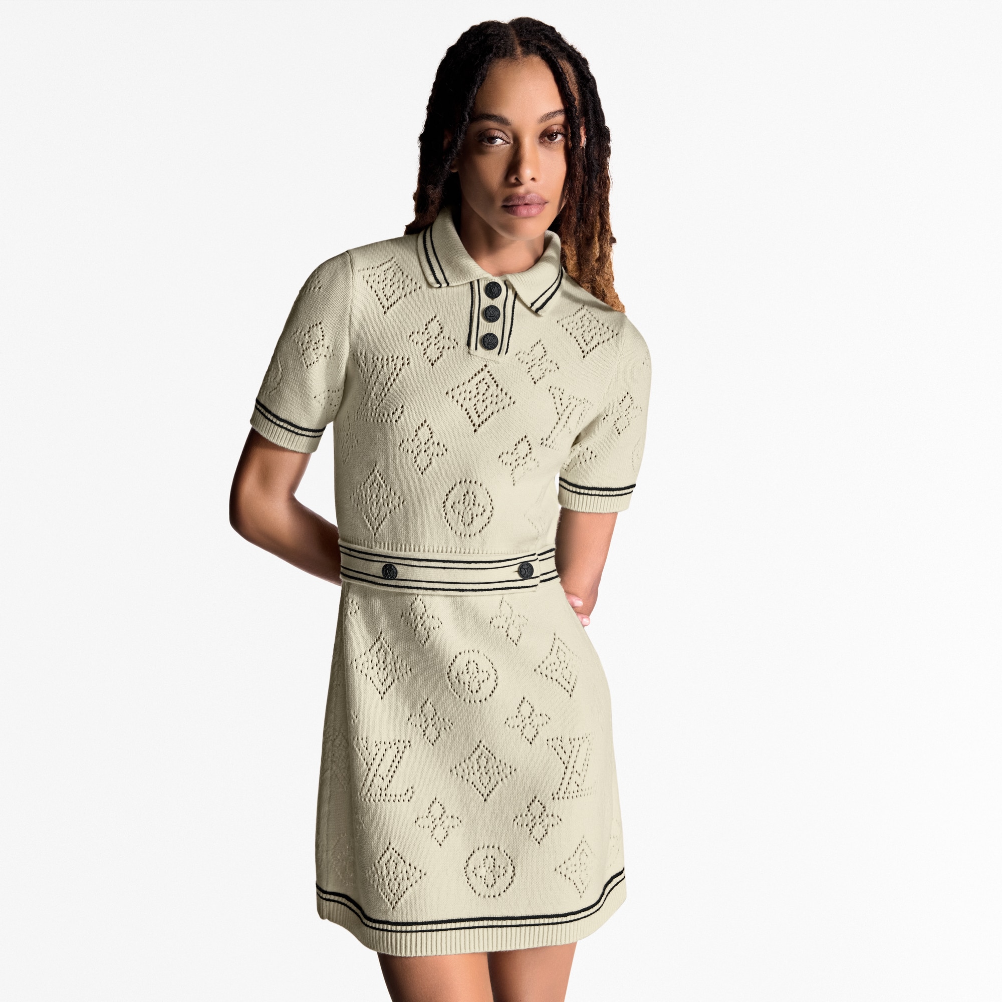  Ready-to-Wear Dresses Stripe Accent Knit Polo Dress  | Louis Vuitton ® (Product zoom)
