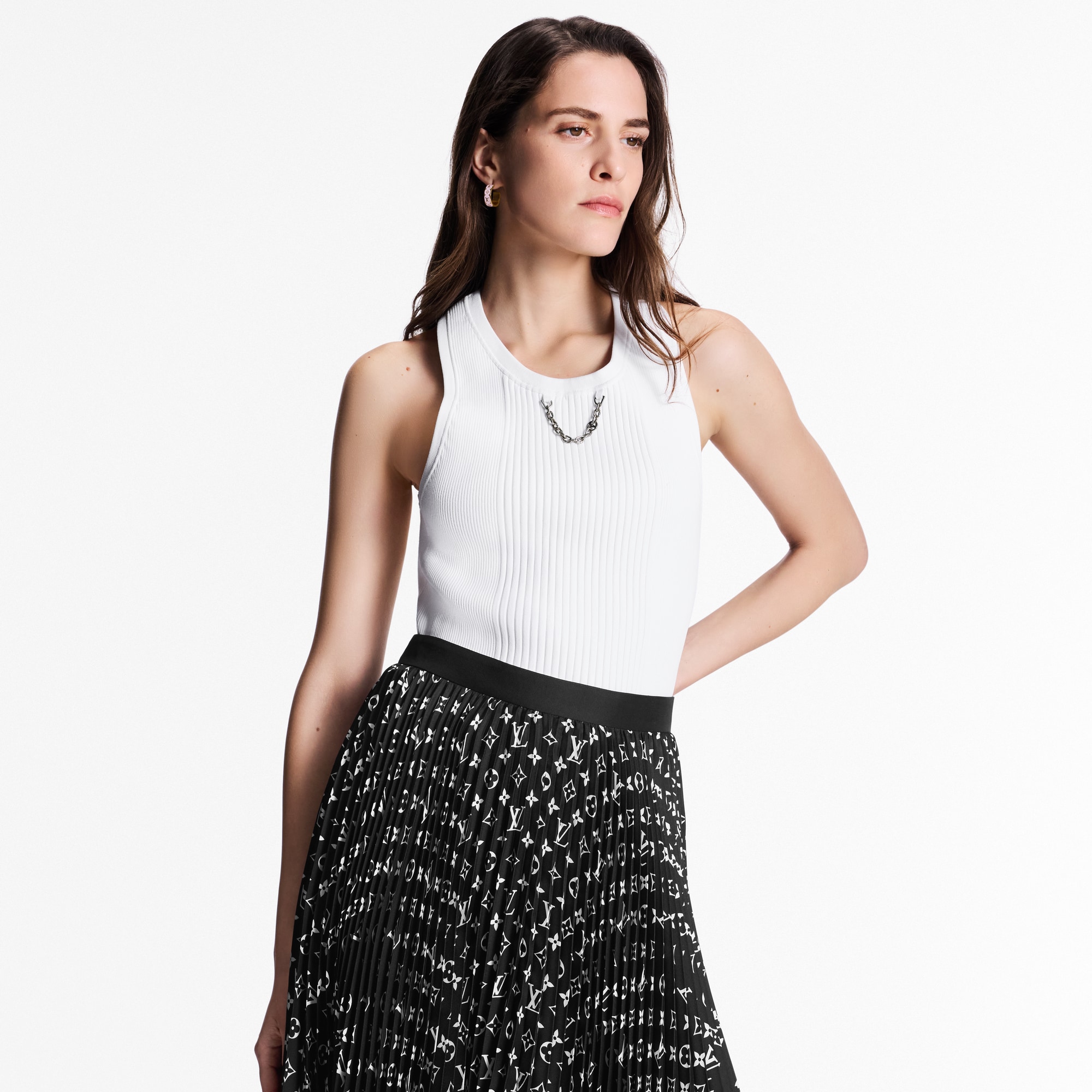  Ready-to-Wear Skirts and Shorts Stripe Accent Monogram Pleated Skirt | Louis Vuitton ® (Product zoom)