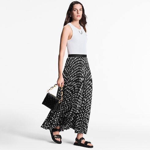 Ready-to-Wear Skirts and Shorts Stripe Accent Monogram Pleated Skirt | Louis Vuitton ® (Product zoom)