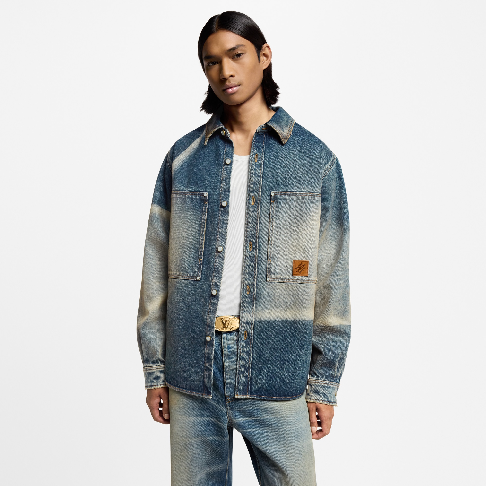  Ready-to-Wear Shirts Sunfaded Effect Denim Long-Sleeved Shirt | Louis Vuitton ® (Product zoom)