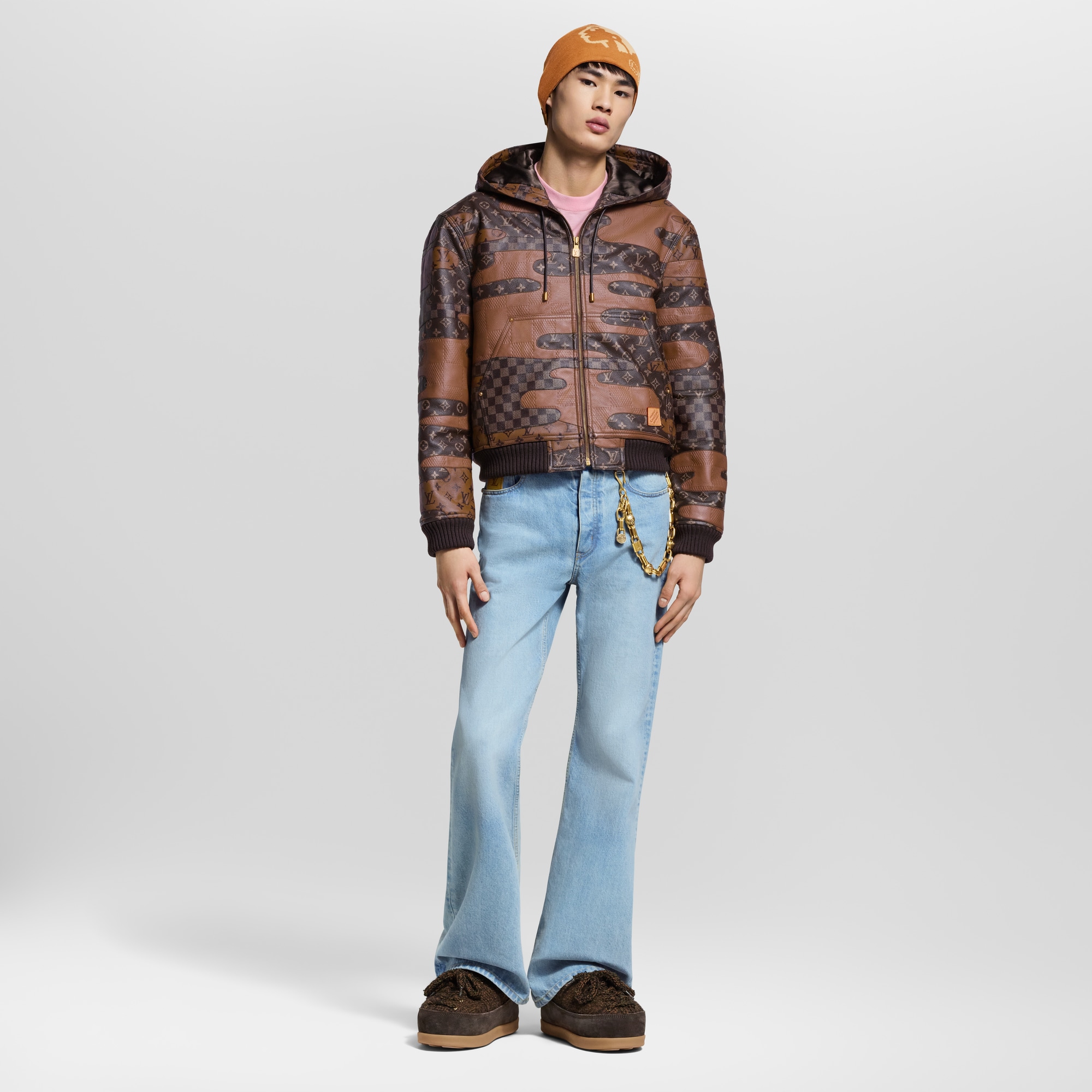  Prêt-à-Porter Tout le Prêt-à-Porter Sweat à capuche zippé en patchwork de cuir - Réalisé sur commande | Louis Vuitton ® (Zoom produit)