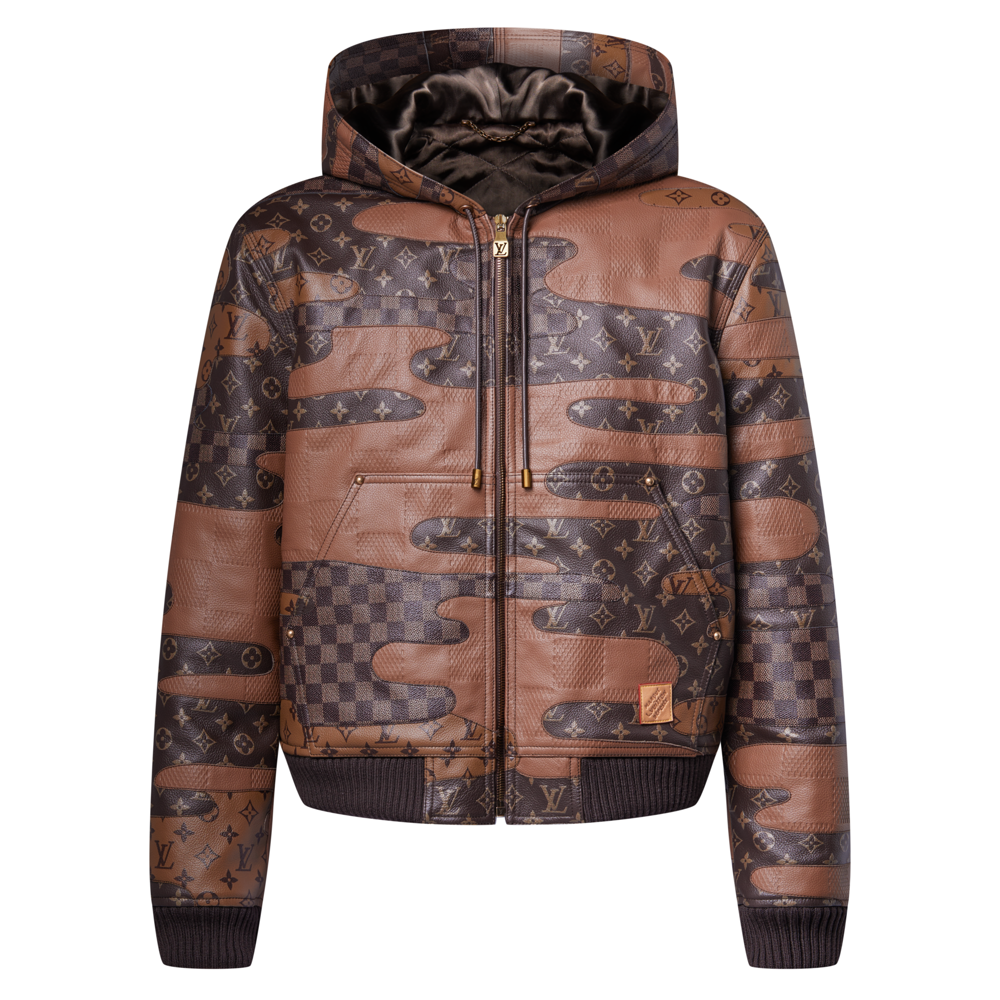  Prêt-à-Porter Tout le Prêt-à-Porter Sweat à capuche zippé en patchwork de cuir - Réalisé sur commande | Louis Vuitton ® (Zoom produit)