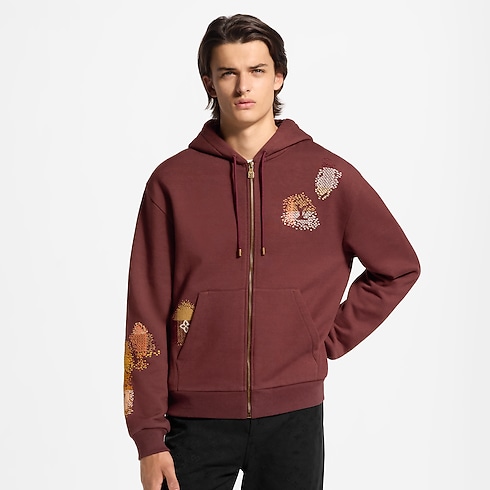 Sweat à capuche zippé et brodé vue recadrée