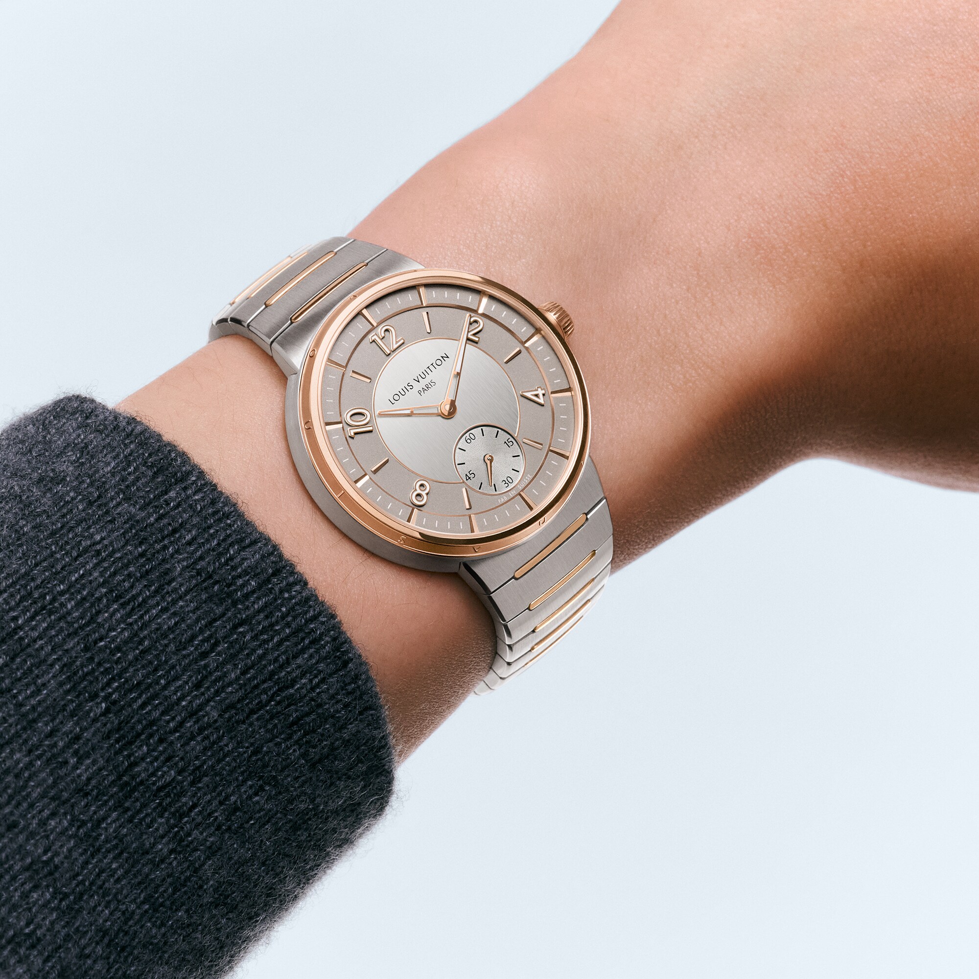  All Watches } Tambour, Automatic, 40mm, Steel and Rose Gold | Louis Vuitton ® (Product zoom)