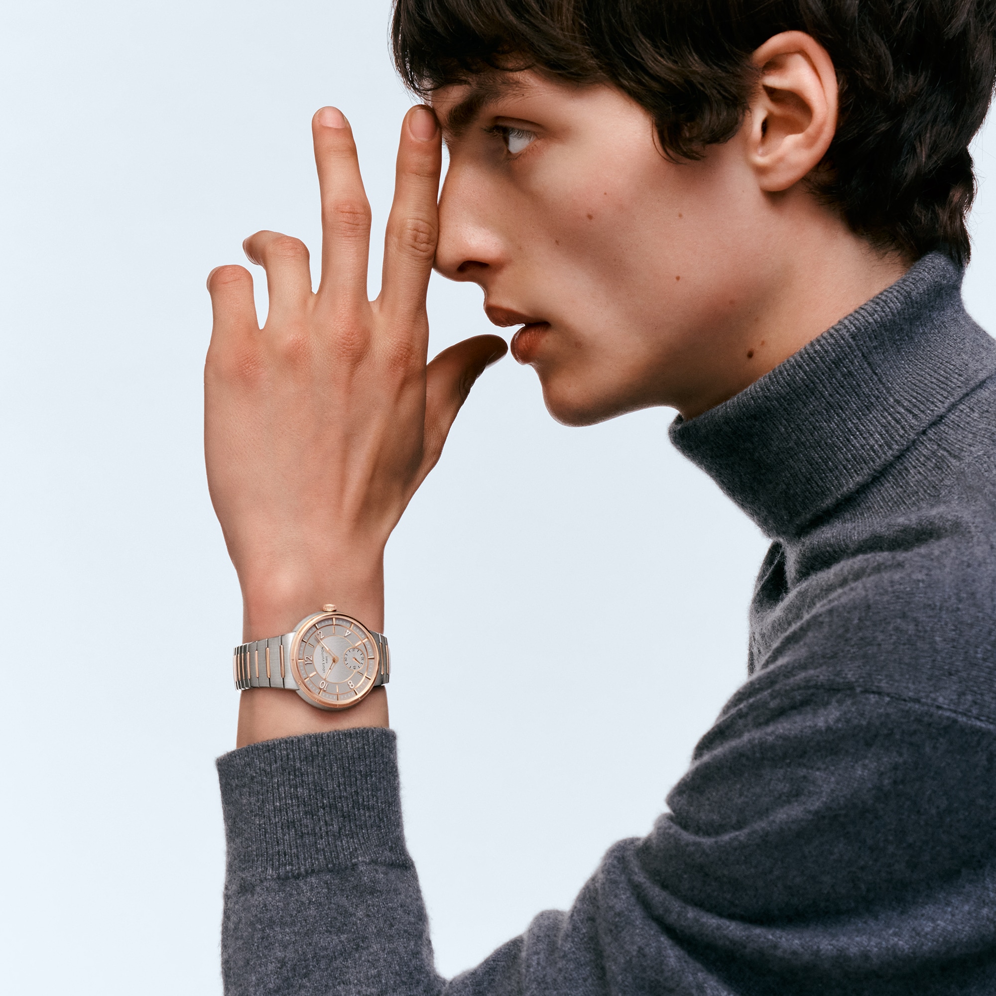  All Watches } Tambour, Automatic, 40mm, Steel and Rose Gold | Louis Vuitton ® (Product zoom)
