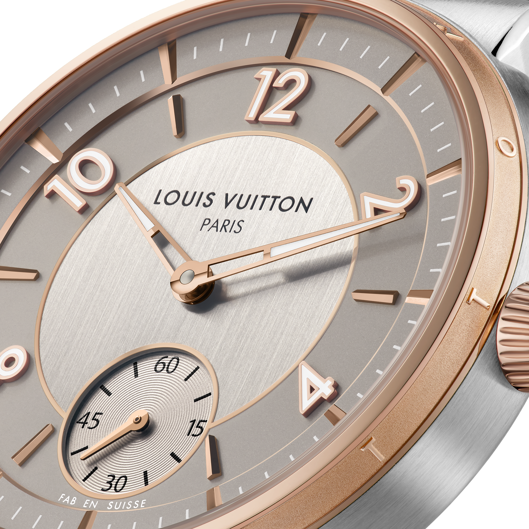  All Watches } Tambour, Automatic, 40mm, Steel and Rose Gold | Louis Vuitton ® (Product zoom)