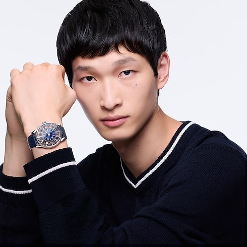 Collections } Tambour Spin Time Air, Automatique, 42,5 mm, or blanc | Louis Vuitton ® (Zoom produit)