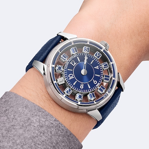 Collections } Tambour Spin Time Air, Automatique, 42,5 mm, or blanc | Louis Vuitton ® (Zoom produit)