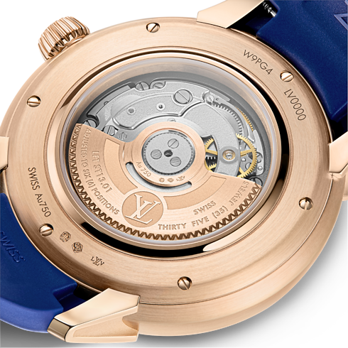 All Watches } Tambour Spin Time, Automatic, 39.5mm, Rose gold, opal and sapphires | Louis Vuitton ® (Product zoom)