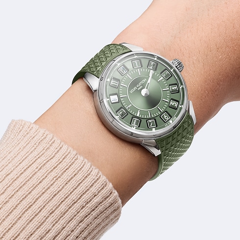 Collections } Tambour Spin Time, Automatique, 39,5 mm, or blanc | Louis Vuitton ® (Zoom produit)