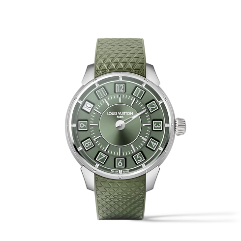 Collections } Tambour Spin Time, Automatique, 39,5 mm, or blanc | Louis Vuitton ® (Zoom produit)