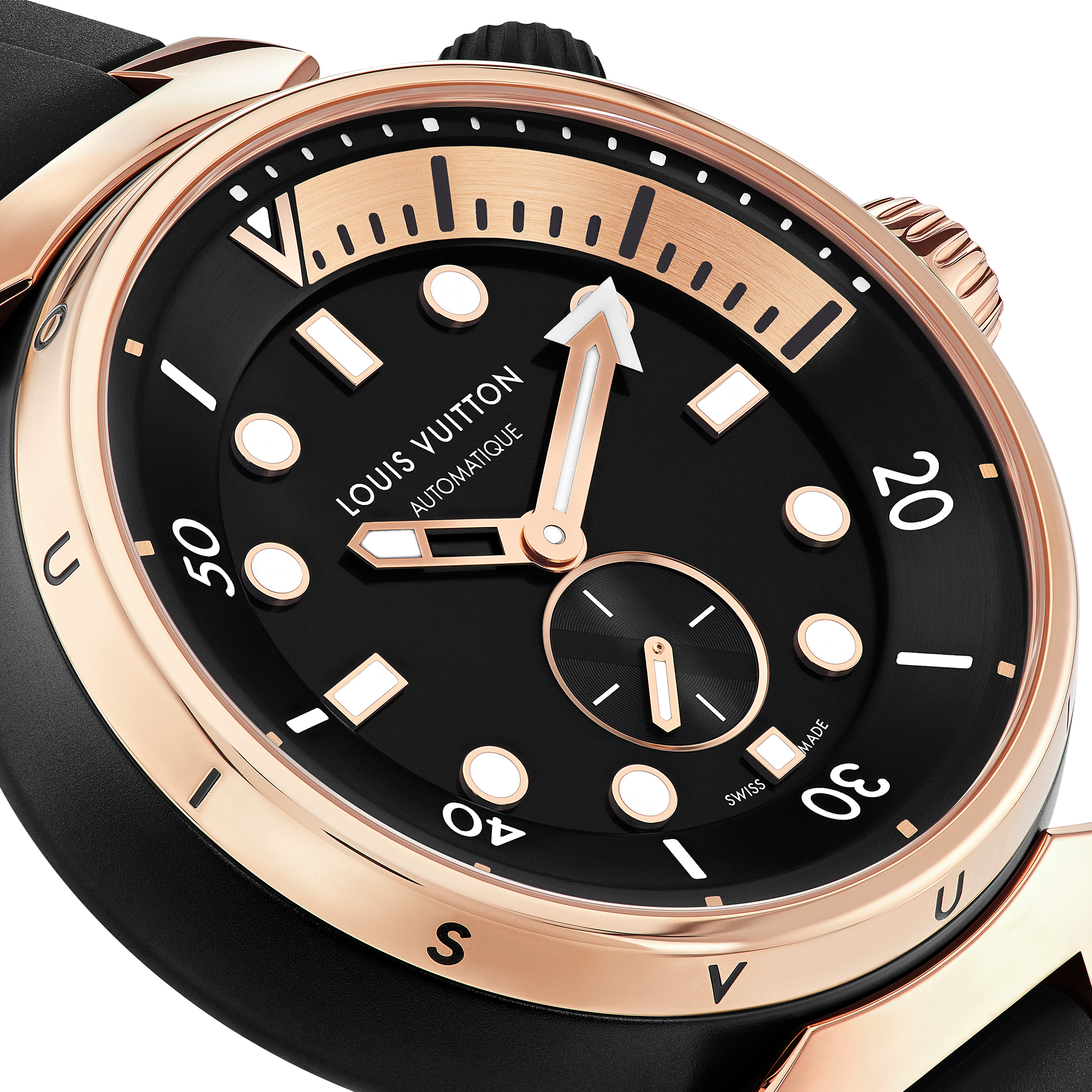  All Watches } Tambour Street Diver, Automatic, 44mm, Steel and Rose Gold | Louis Vuitton ® (Product zoom)