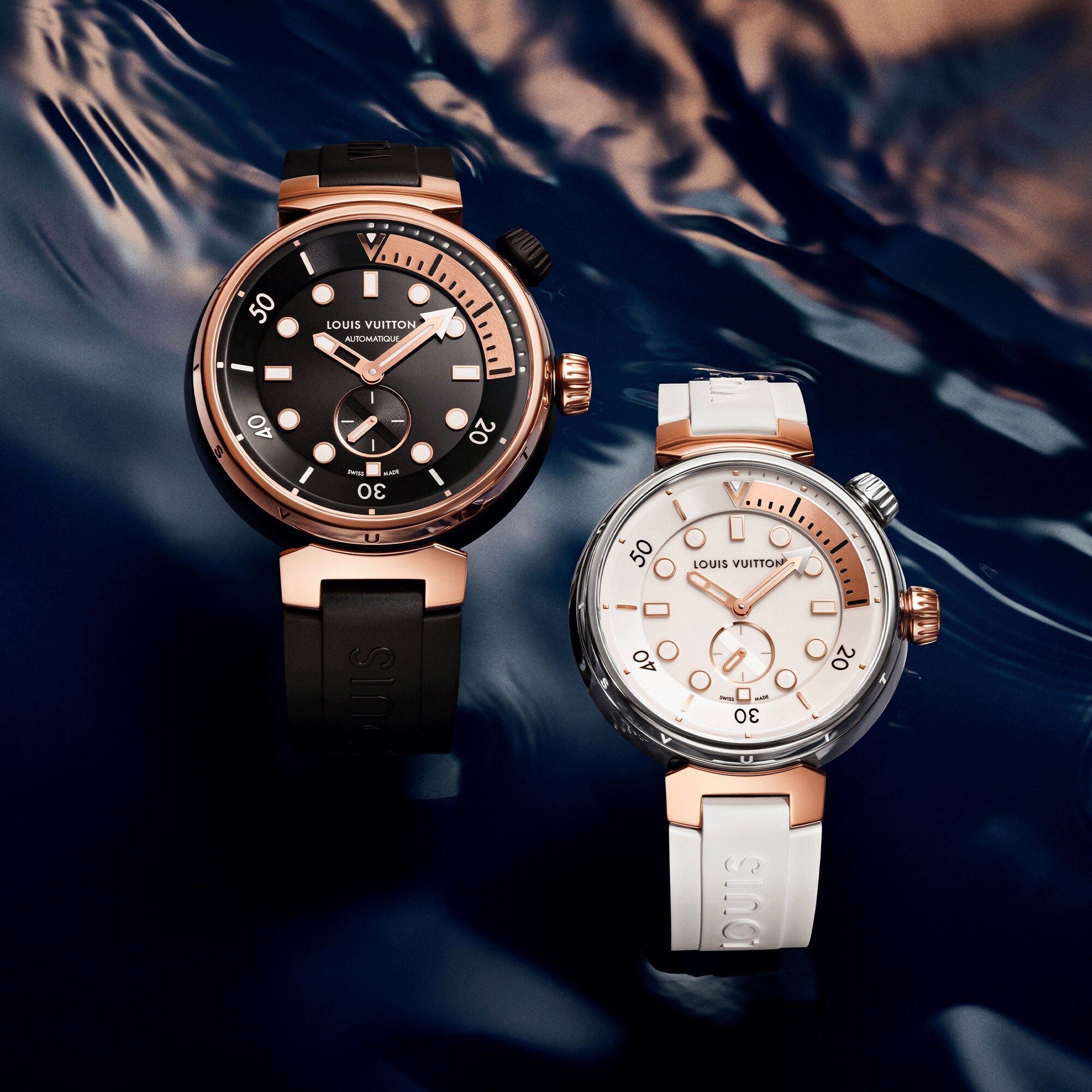  All Watches } Tambour Street Diver, Automatic, 44mm, Steel and Rose Gold | Louis Vuitton ® (Product zoom)