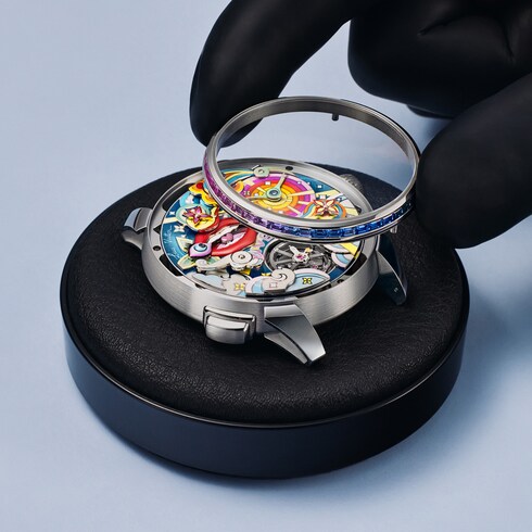 All Watches } Tambour Taiko Arty Automata, Automatic, 42mm, White Gold | Louis Vuitton ®