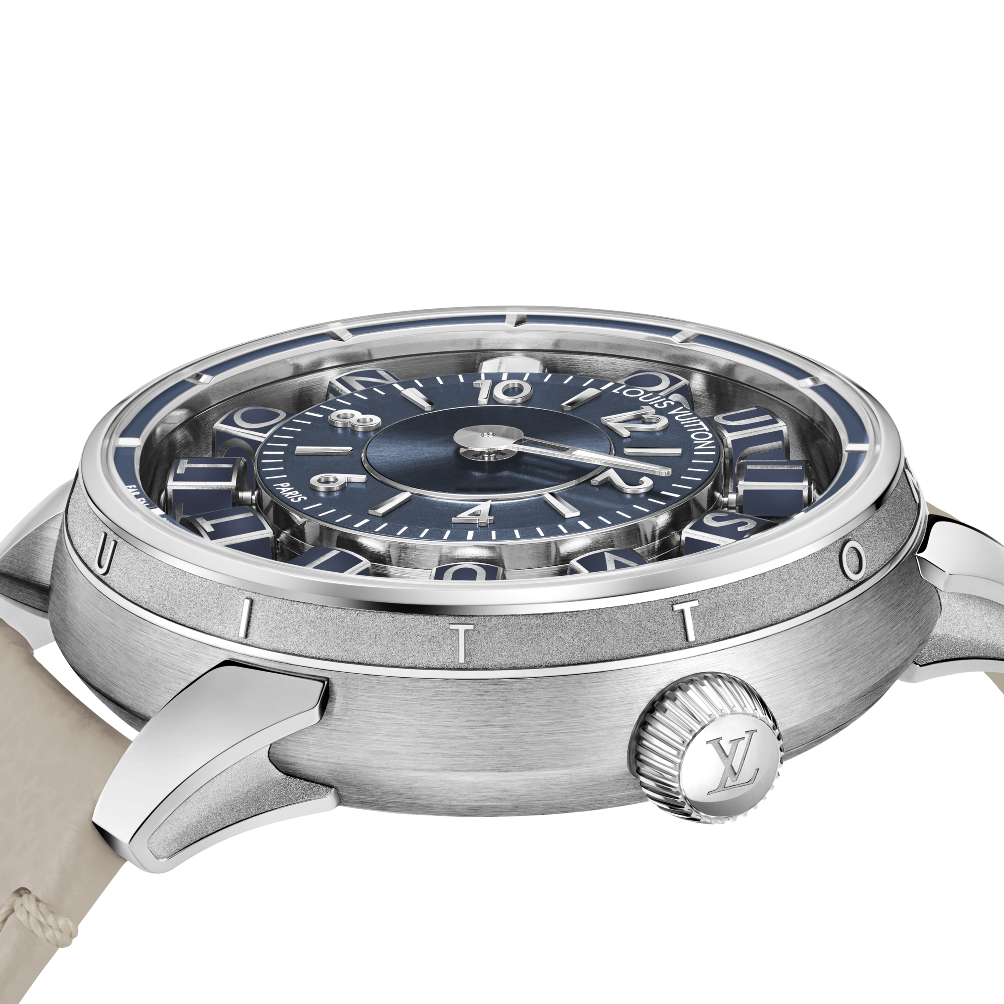  All Watches } Tambour Taiko Spin Time Air, Automatic, 42.5mm, White gold | Louis Vuitton ® (Product zoom)