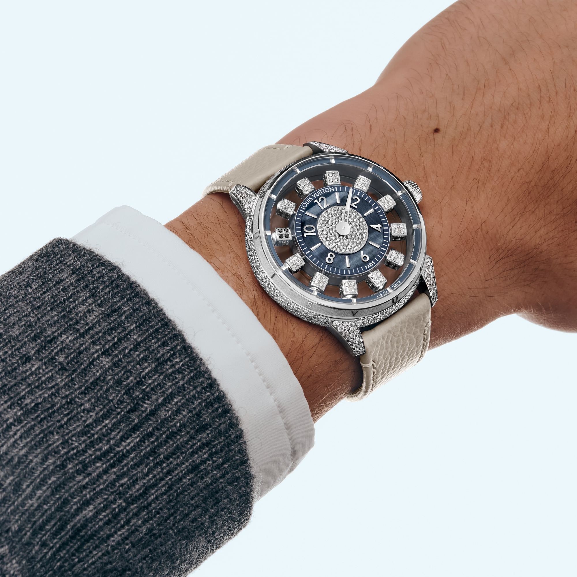  All Watches } Tambour Taiko Spin Time Air, Automatic, 42.5mm, White gold, Hawk