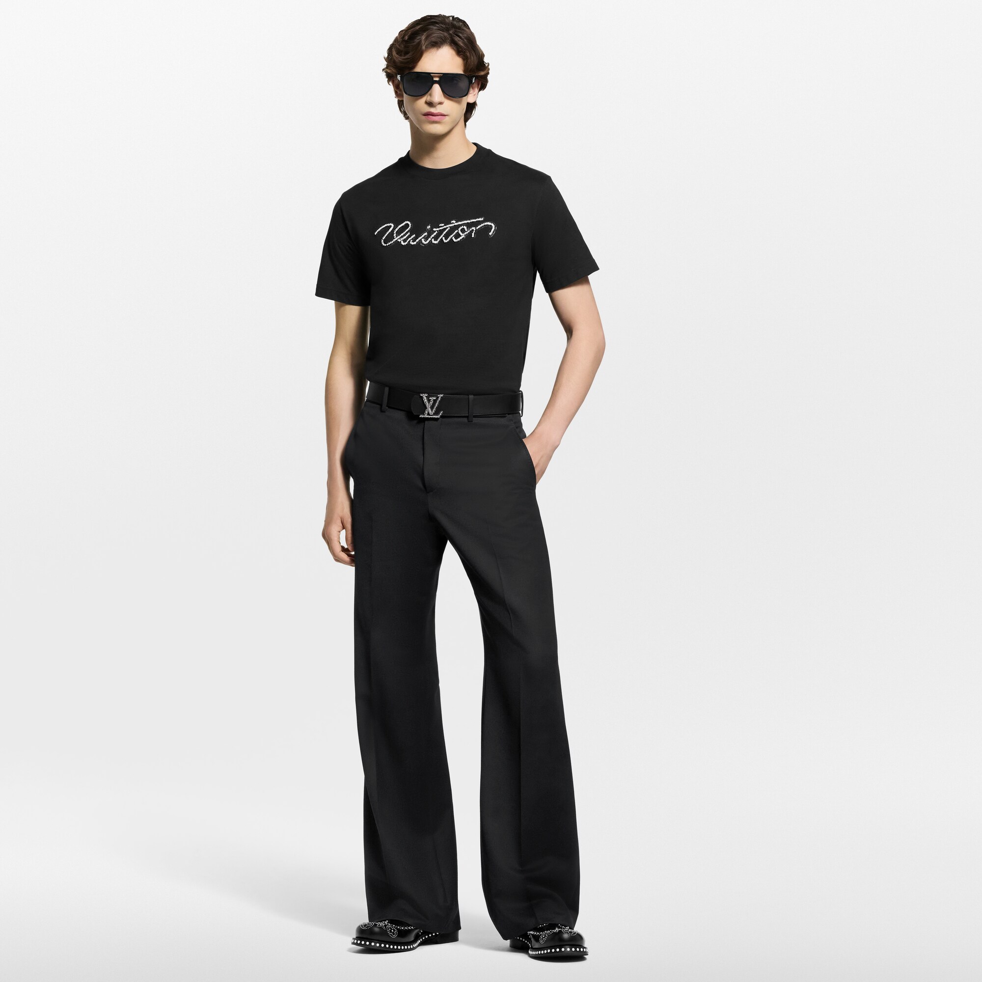  Prêt-à-Porter Tee-shirts et Polos Tee-shirt à manches courtes avec signature ornementée | Louis Vuitton ® (Zoom produit)