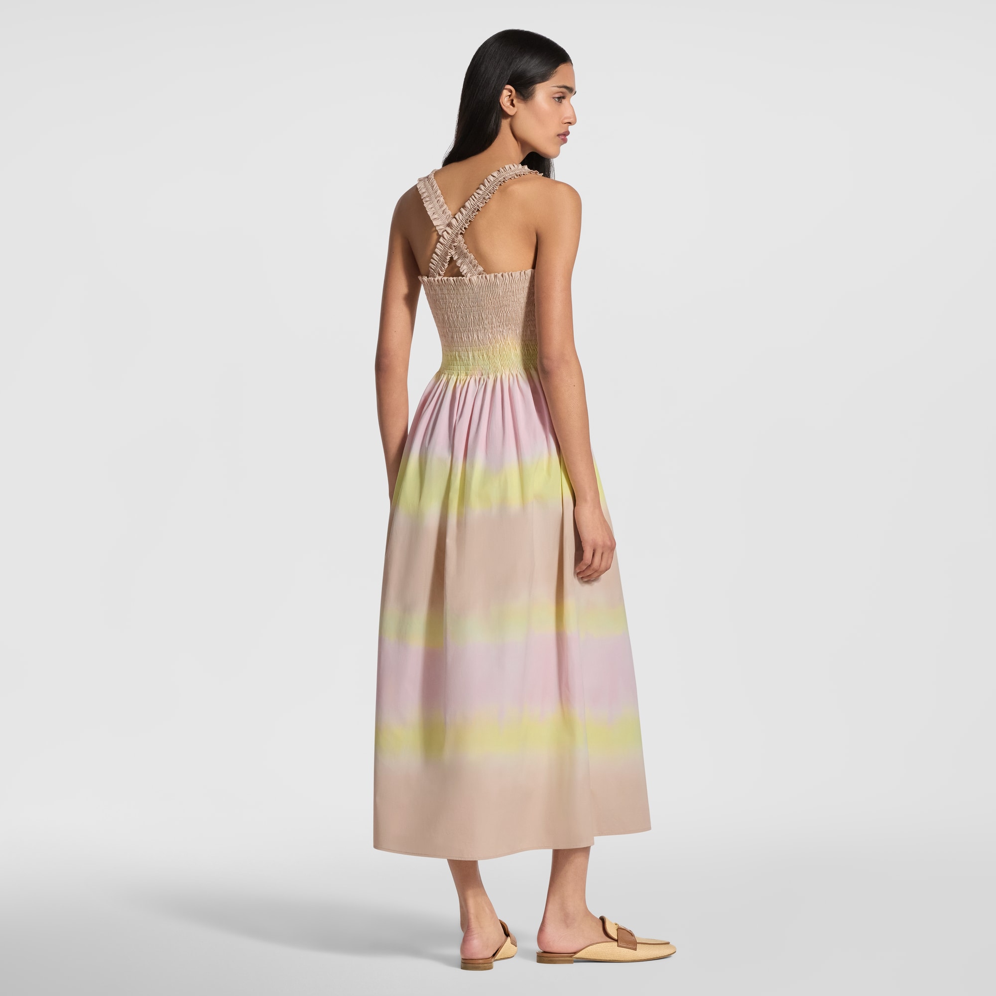 Lv Robe Pink Tie Dye Smocked Dress - Femme - Prêt-à-Porter | LOUIS VUITTON