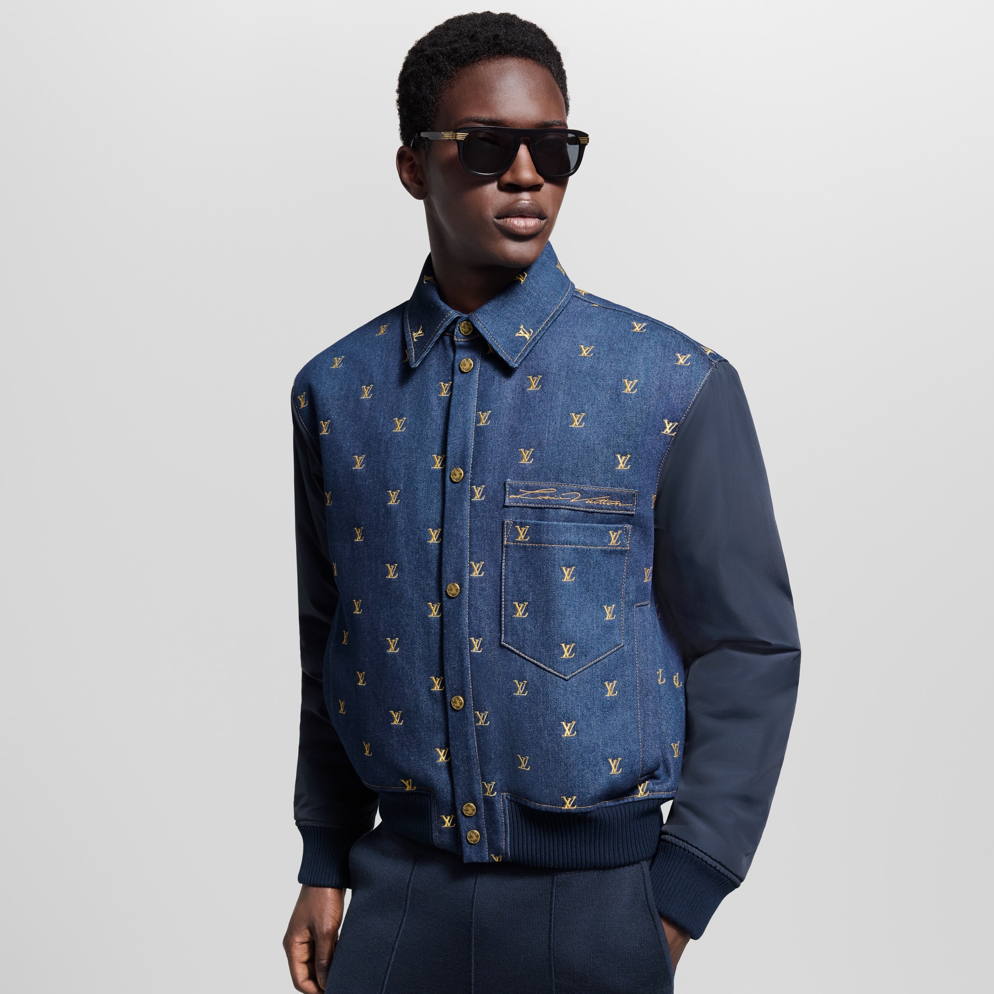  Ready-to-Wear Coats and Outerwear Upcycled Denim Varsity Jacket | Louis Vuitton ® (Product zoom)