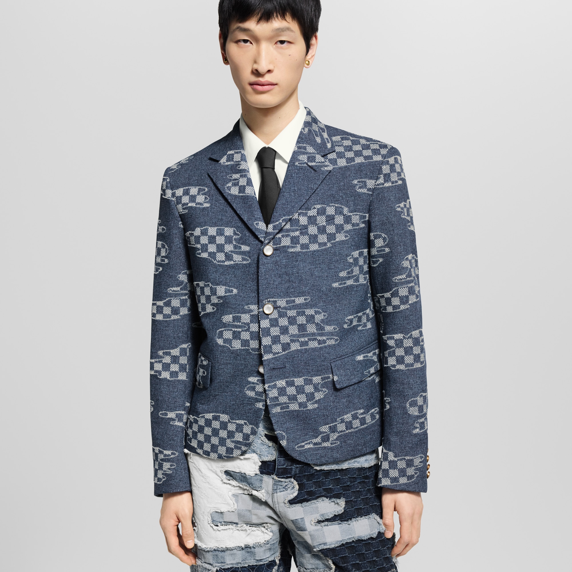  Prêt-à-Porter Blazers et Vestes Veste droite courte motif Damier | Louis Vuitton ® (Zoom produit)