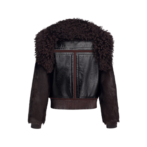 Veste en cuir à empiècements en shearling vue arrière