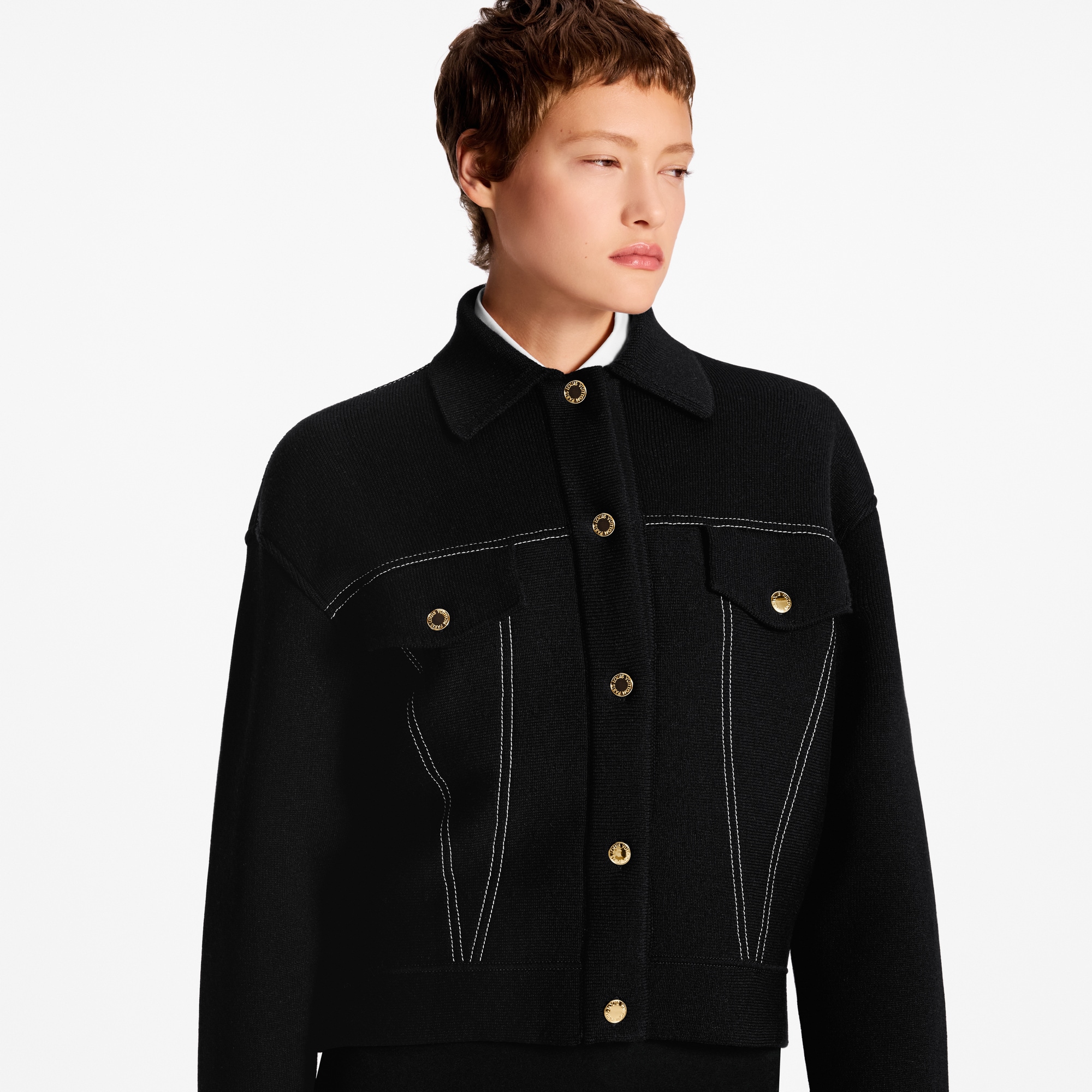  Prêt-à-Porter Manteaux et Vestes Veste en maille à effet denim | Louis Vuitton ® (Zoom produit)