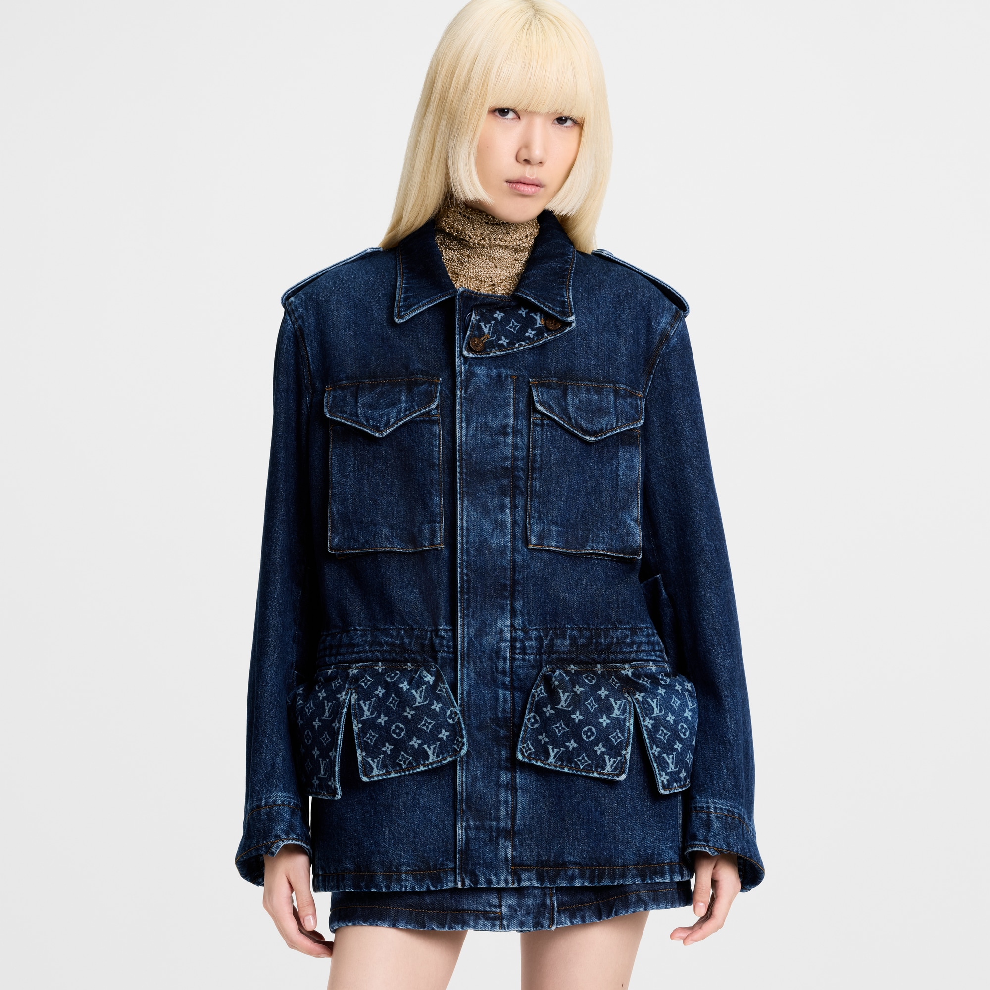  Prêt-à-Porter Manteaux et Vestes Veste saharienne en denim brut à détails Monogram | Louis Vuitton ® (Zoom produit)