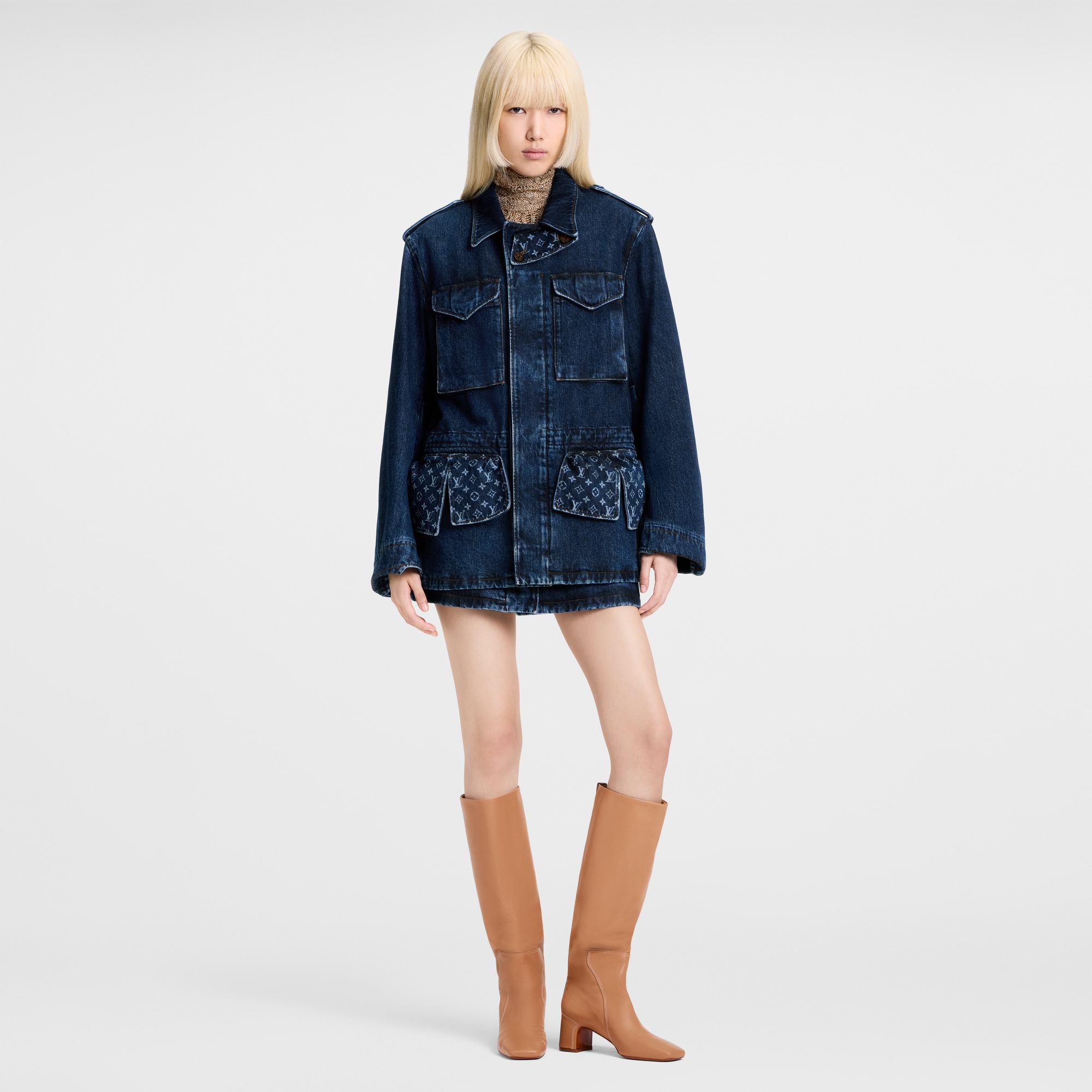  Prêt-à-Porter Manteaux et Vestes Veste saharienne en denim brut à détails Monogram | Louis Vuitton ® (Zoom produit)