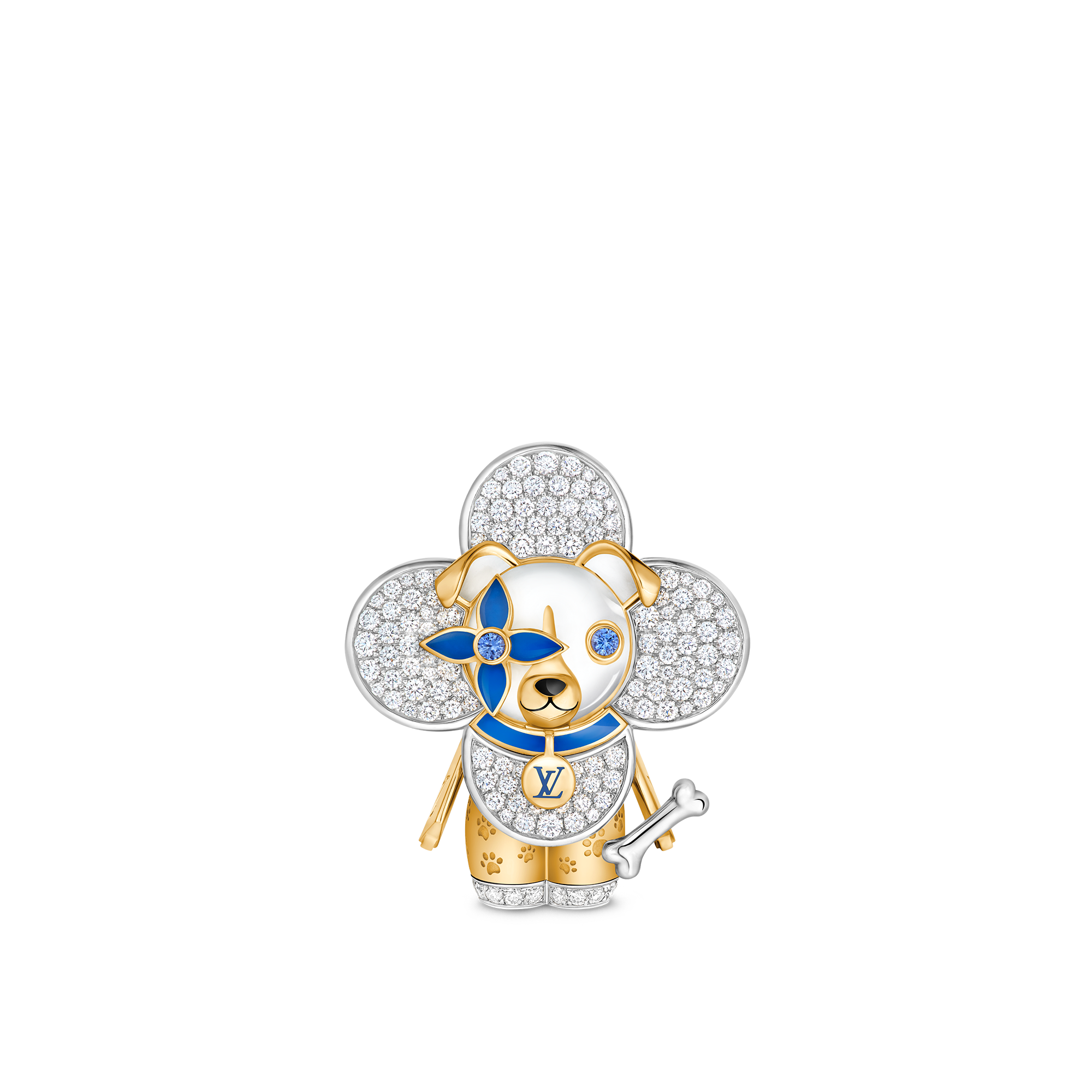  Jewelry Necklaces and Pendants Vivienne Dog Pendant, Yellow Gold, White Gold, Lacquer, Diamonds & Colored Gemstones | Louis Vuitton ® (Product zoom)