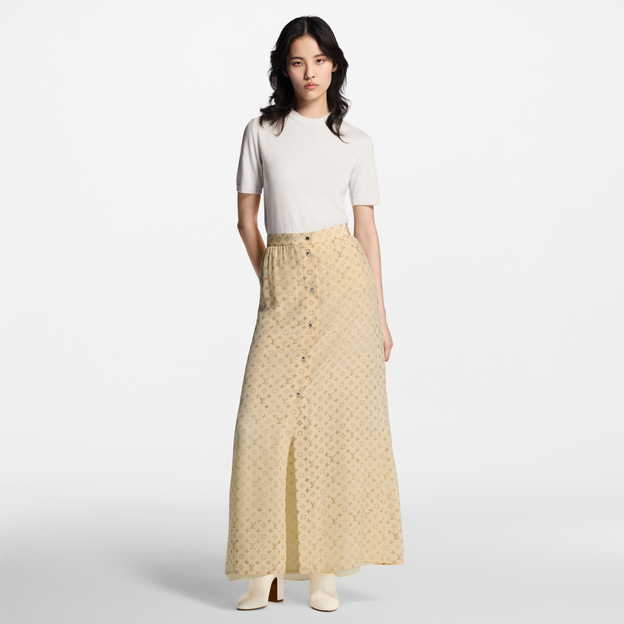  Ready-to-Wear Skirts and Shorts Washed Monogram Maxi Skirt | Louis Vuitton ® (Product zoom)